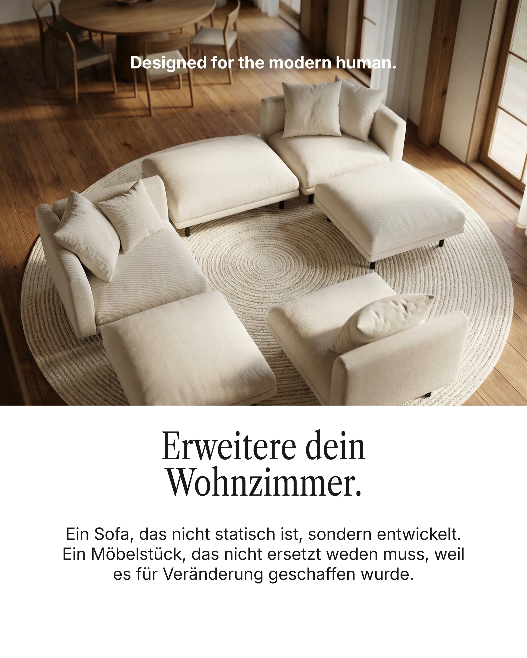 Modular sofa Aera 3-seater with ottoman and sleeping function