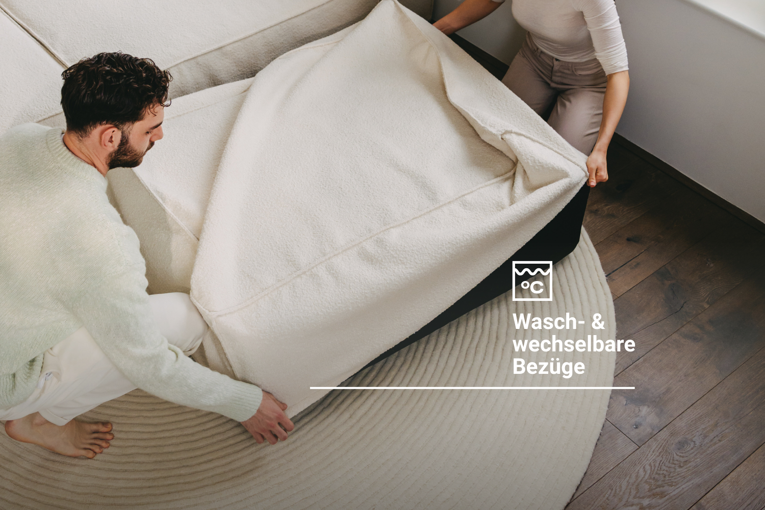 Stoffbezug - Modulares Ecksofa Amy mit Schlaffunktion