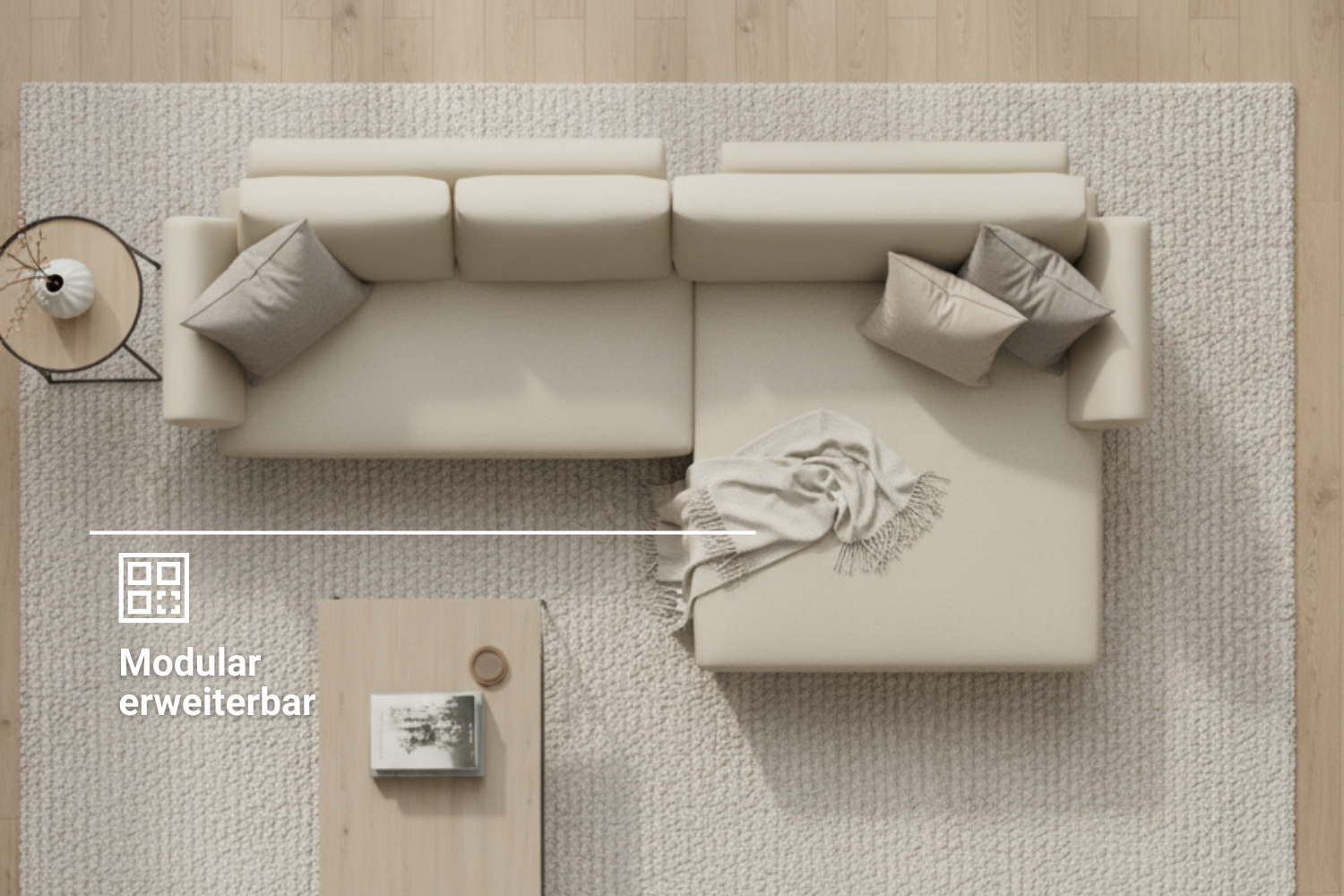 Amy modular 4-seater sofa with sleeping function