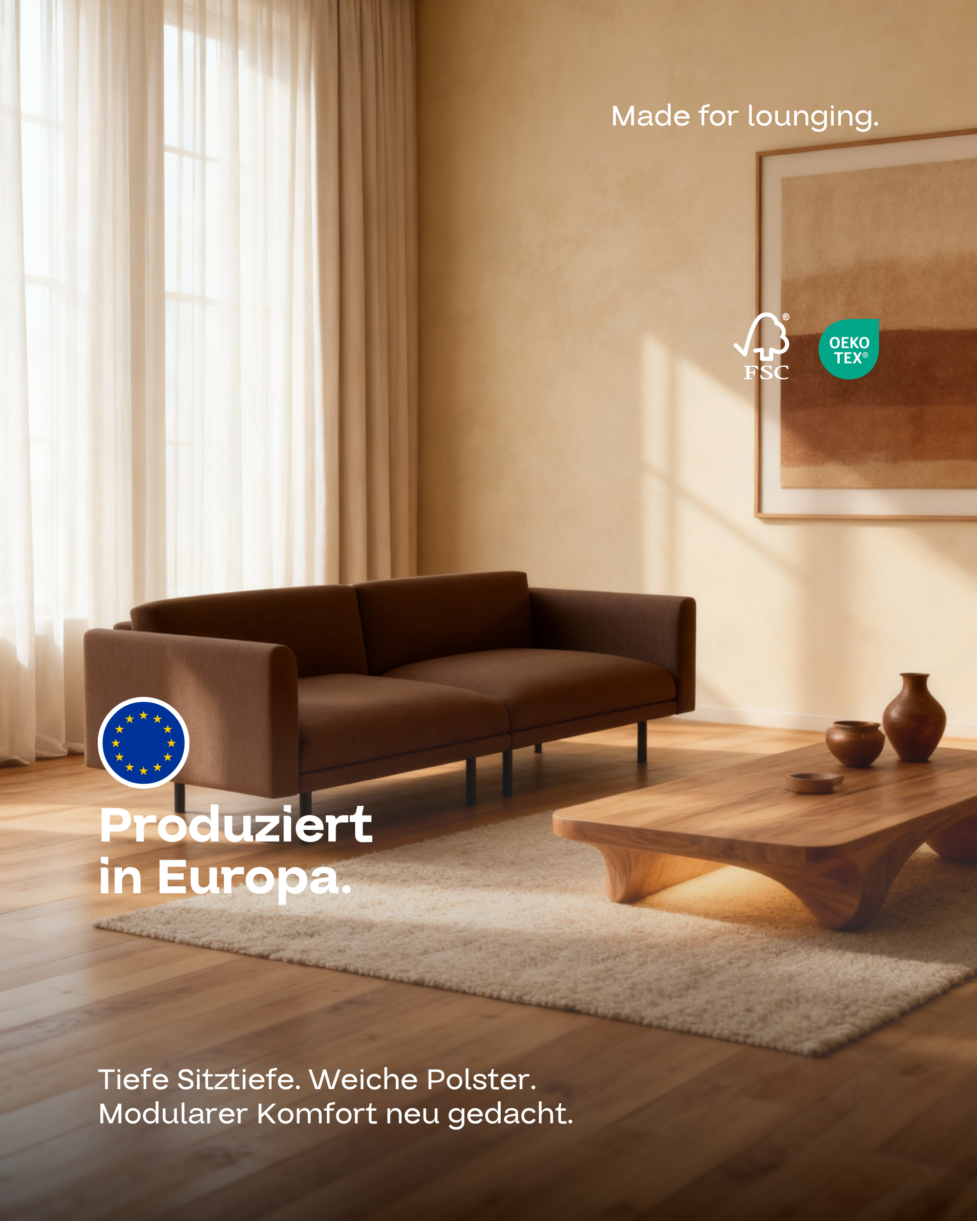 Stoffbezug - Modulares Sofa Aera 2.5-Sitzer mit Schlaffunktion