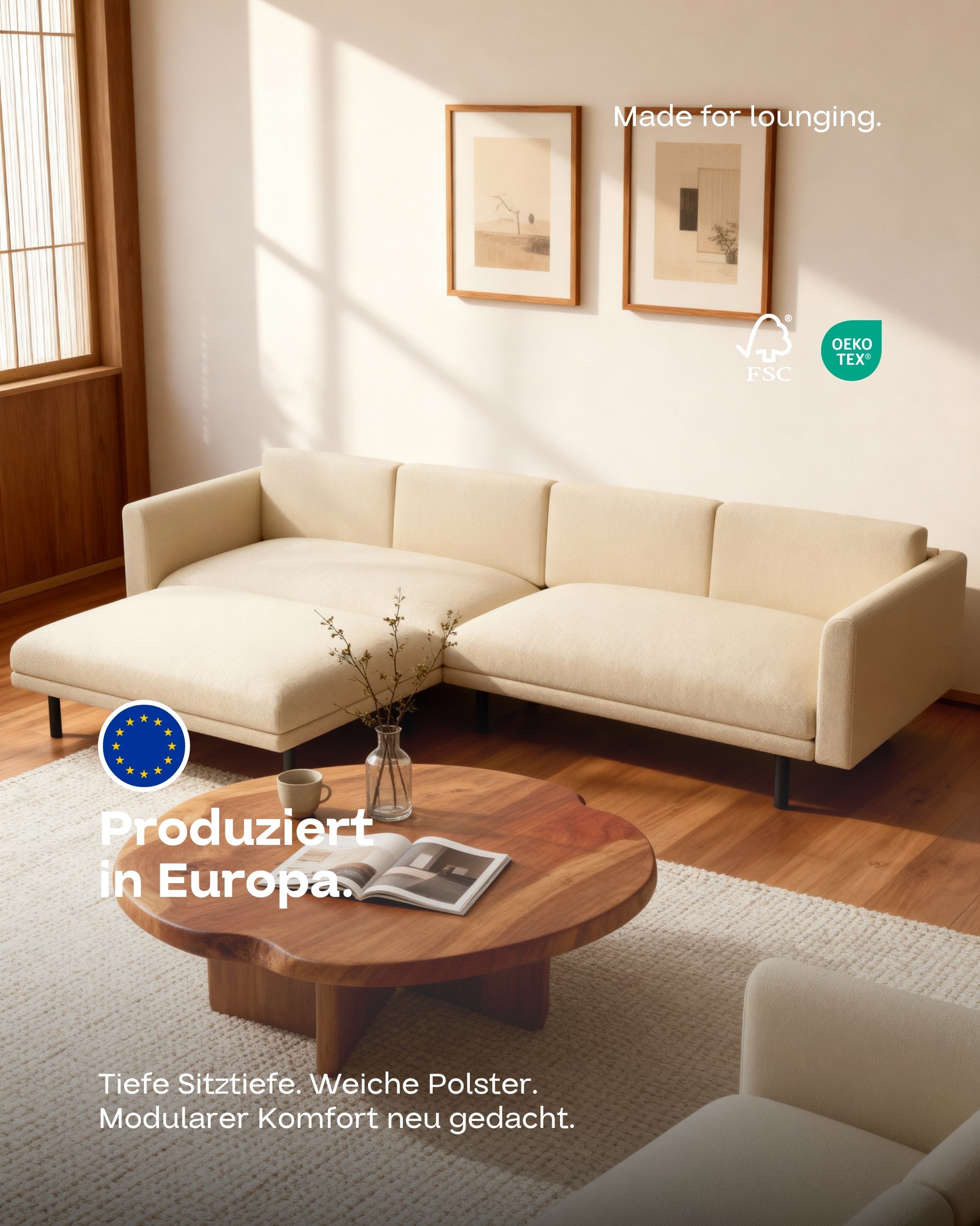 Fabric cover - Modular sofa Aera 3-seater with ottoman and sleeping function