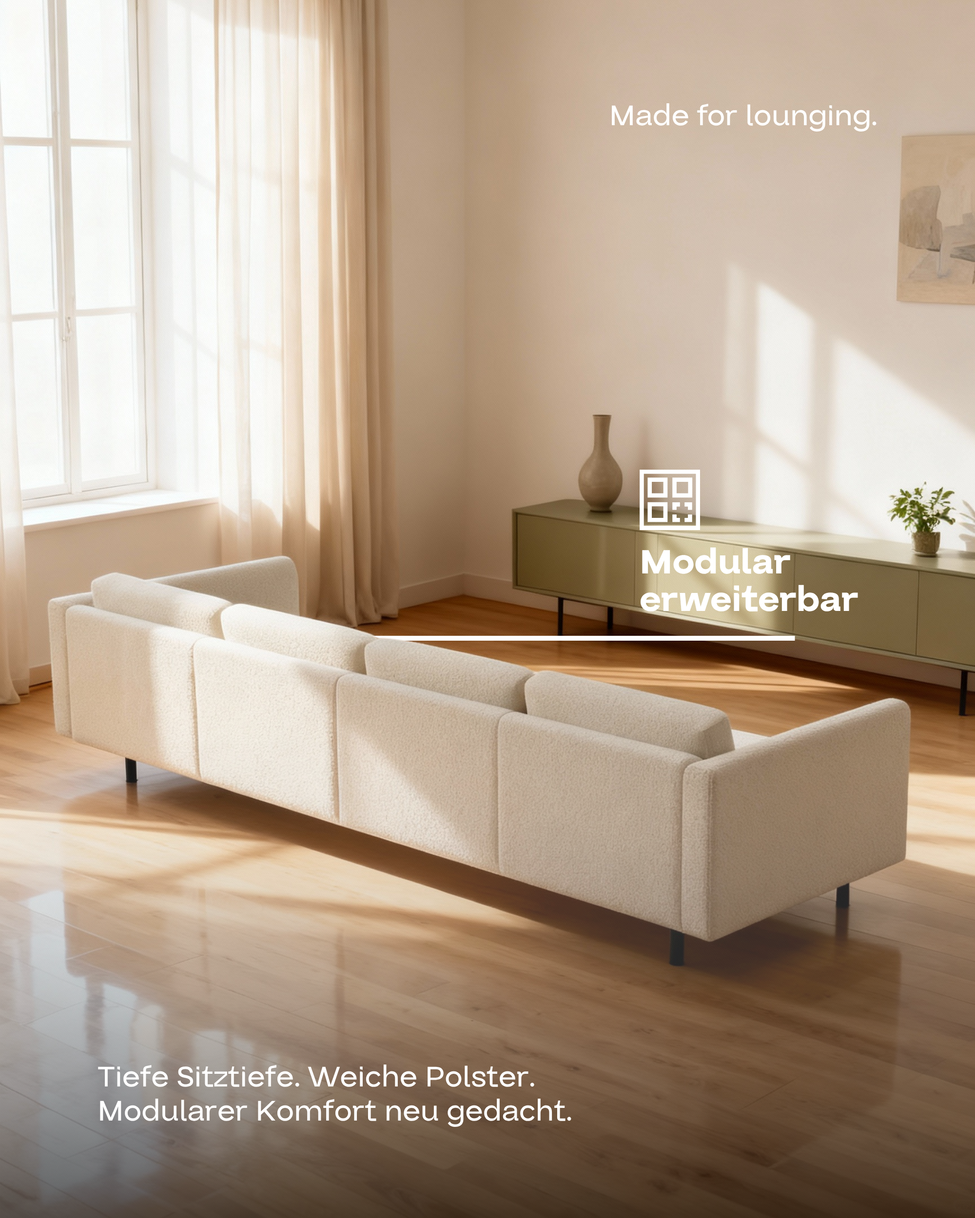 Stoffbezug - Modulares Sofa Aera 3-Sitzer mit Schlaffunktion