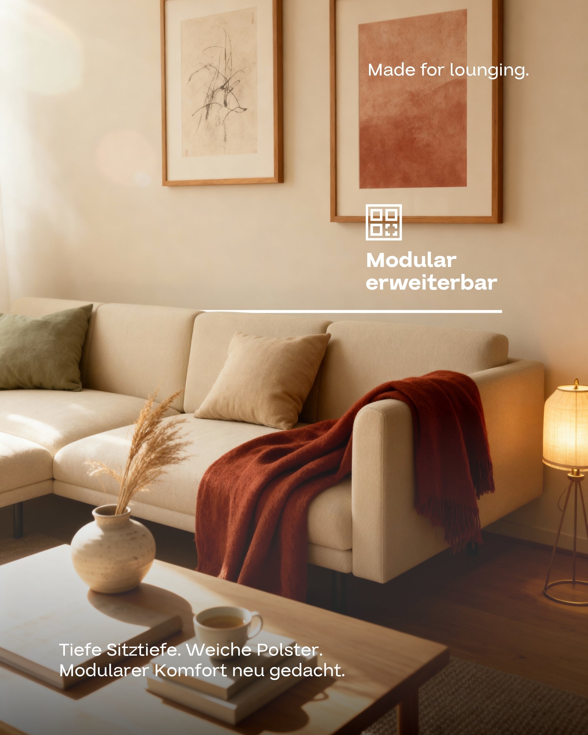 Fabric cover - Modular sofa Aera 3-seater with ottoman and sleeping function