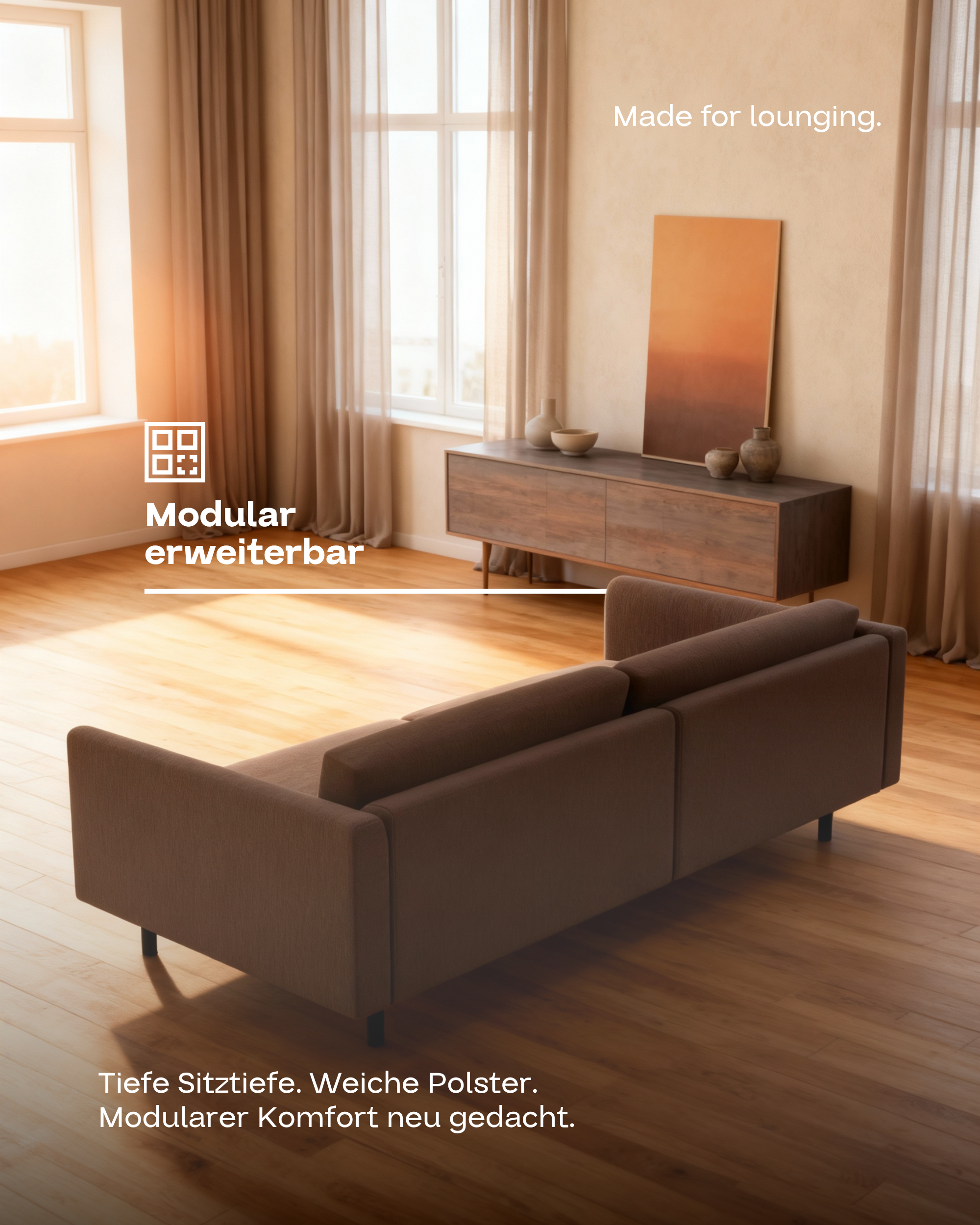 Stoffbezug - Modulares Sofa Aera 2.5-Sitzer mit Schlaffunktion