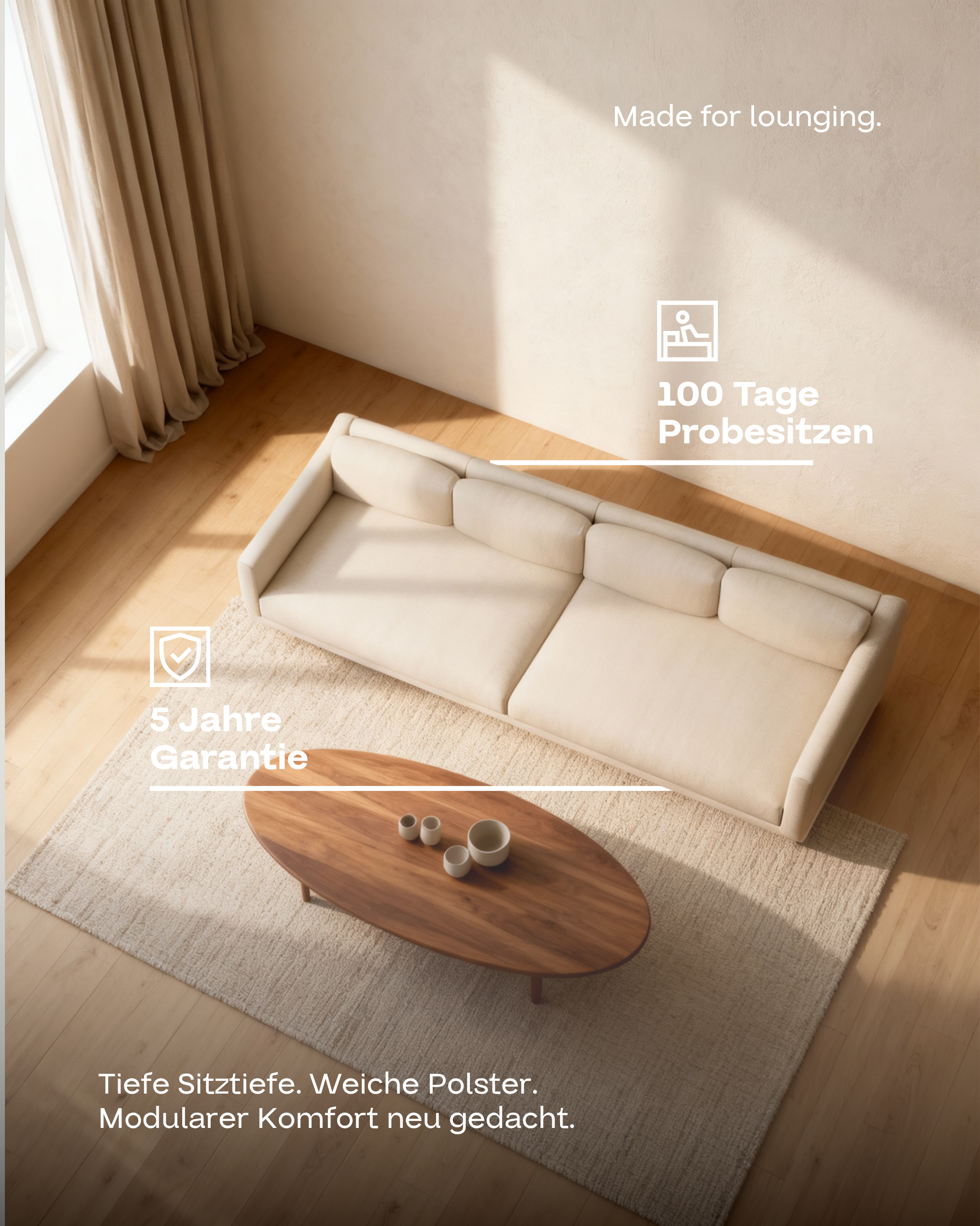 Stoffbezug - Modulares Sofa Aera 3-Sitzer mit Schlaffunktion