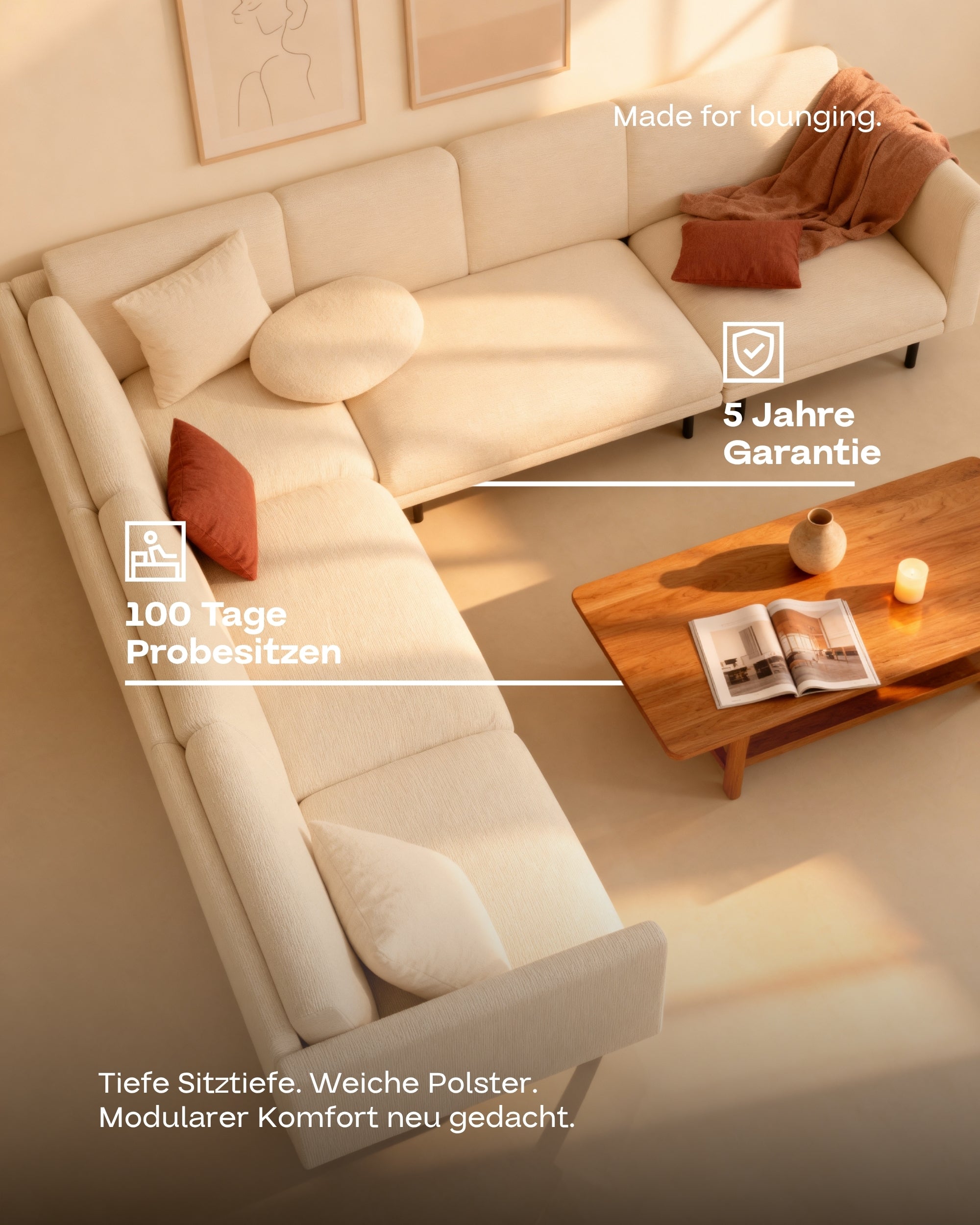 Modulares Sofa Aera Ecksofa XL mit Schlaffunktion