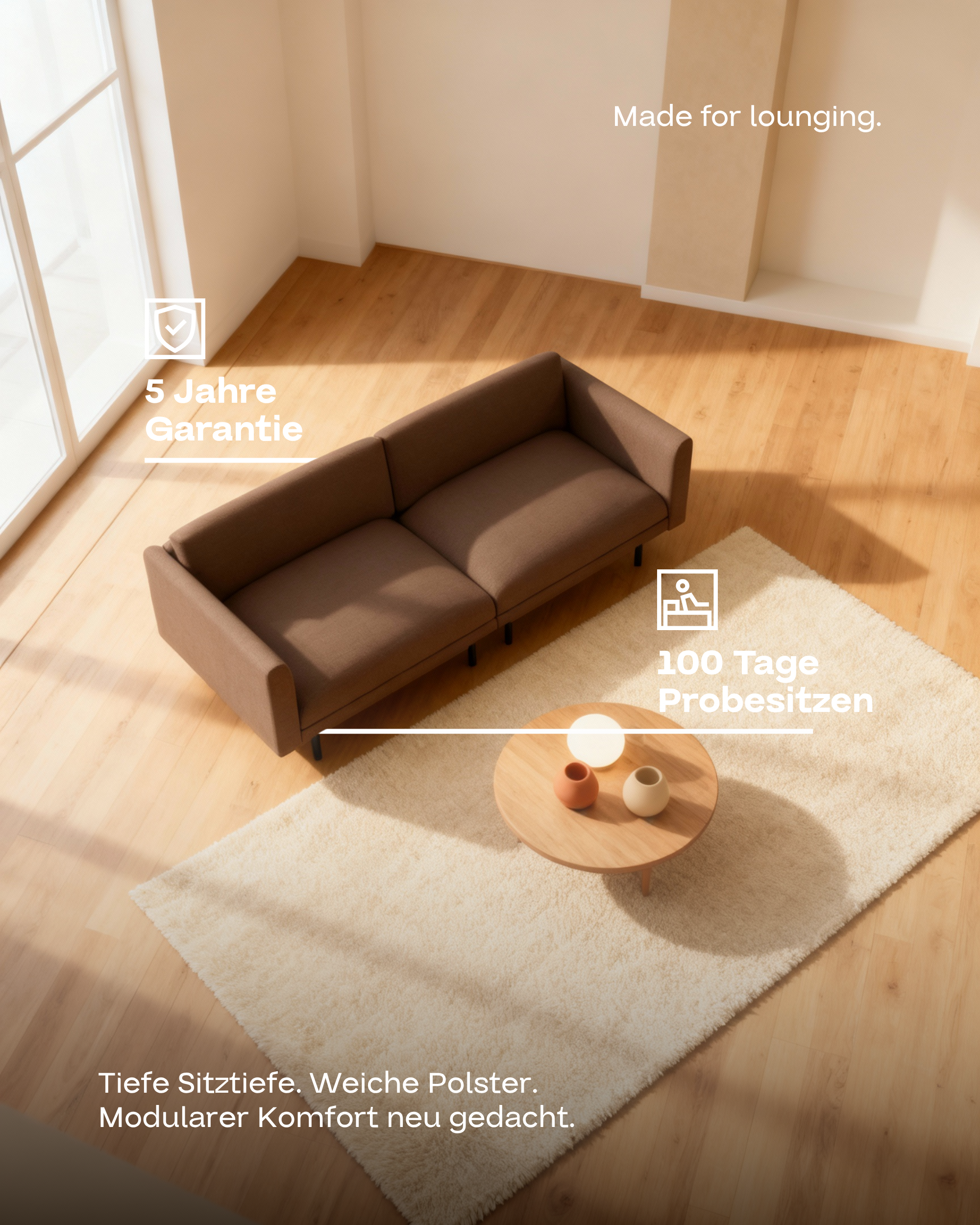 Modulares Sofa Aera 2.5-Sitzer mit Schlaffunktion