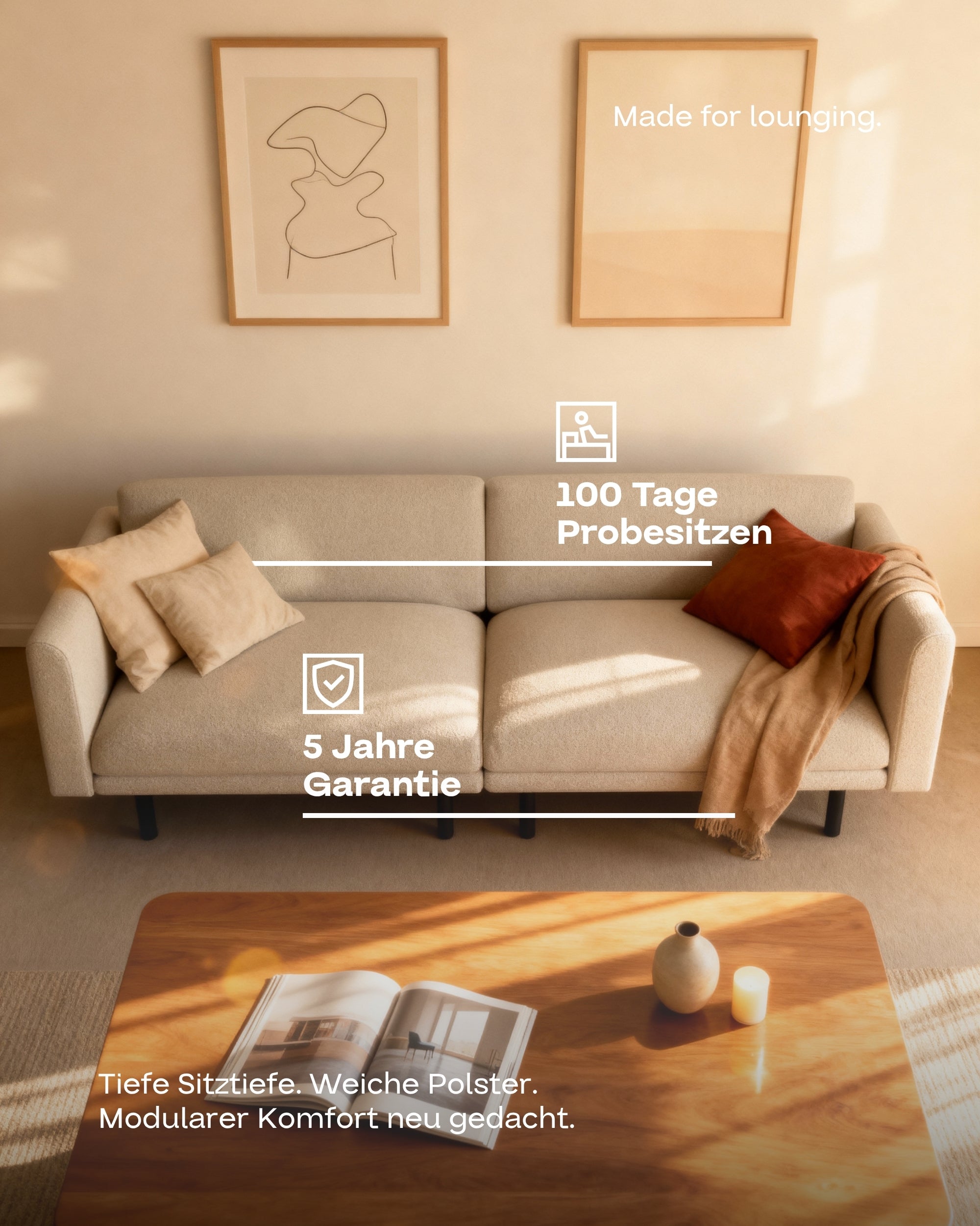 Modular sofa Aera 2.5-seater with sleeping function