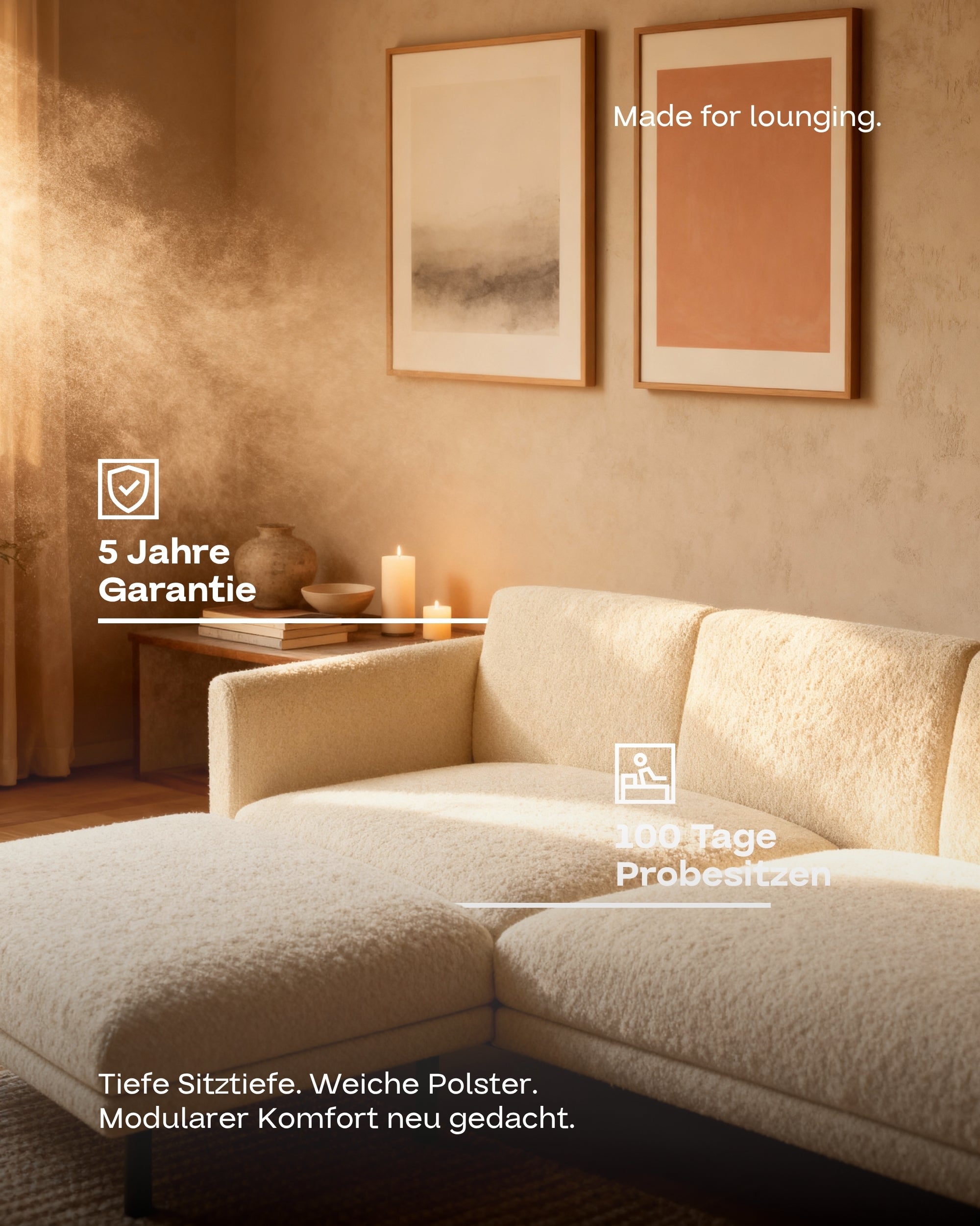 Modular sofa Aera 3-seater with ottoman and sleeping function