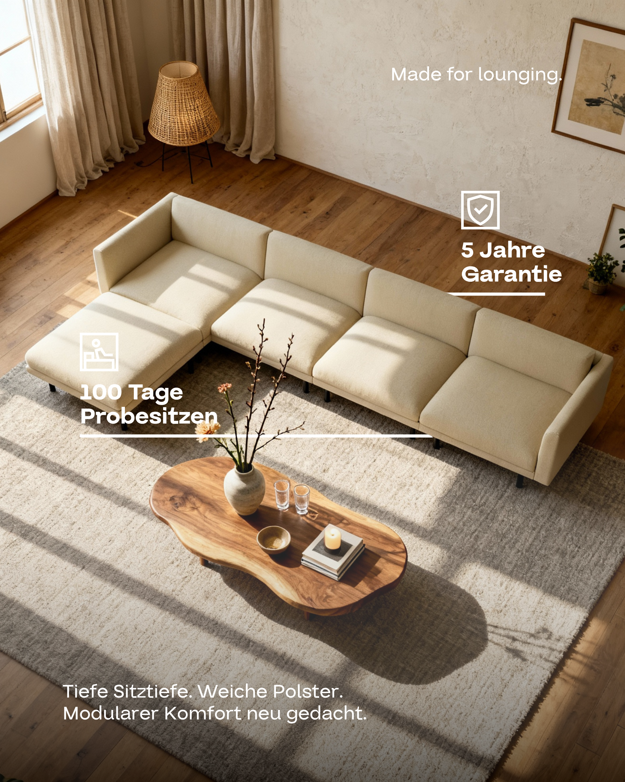 Modulares Sofa Aera 5-Sitzer mit Schlaffunktion