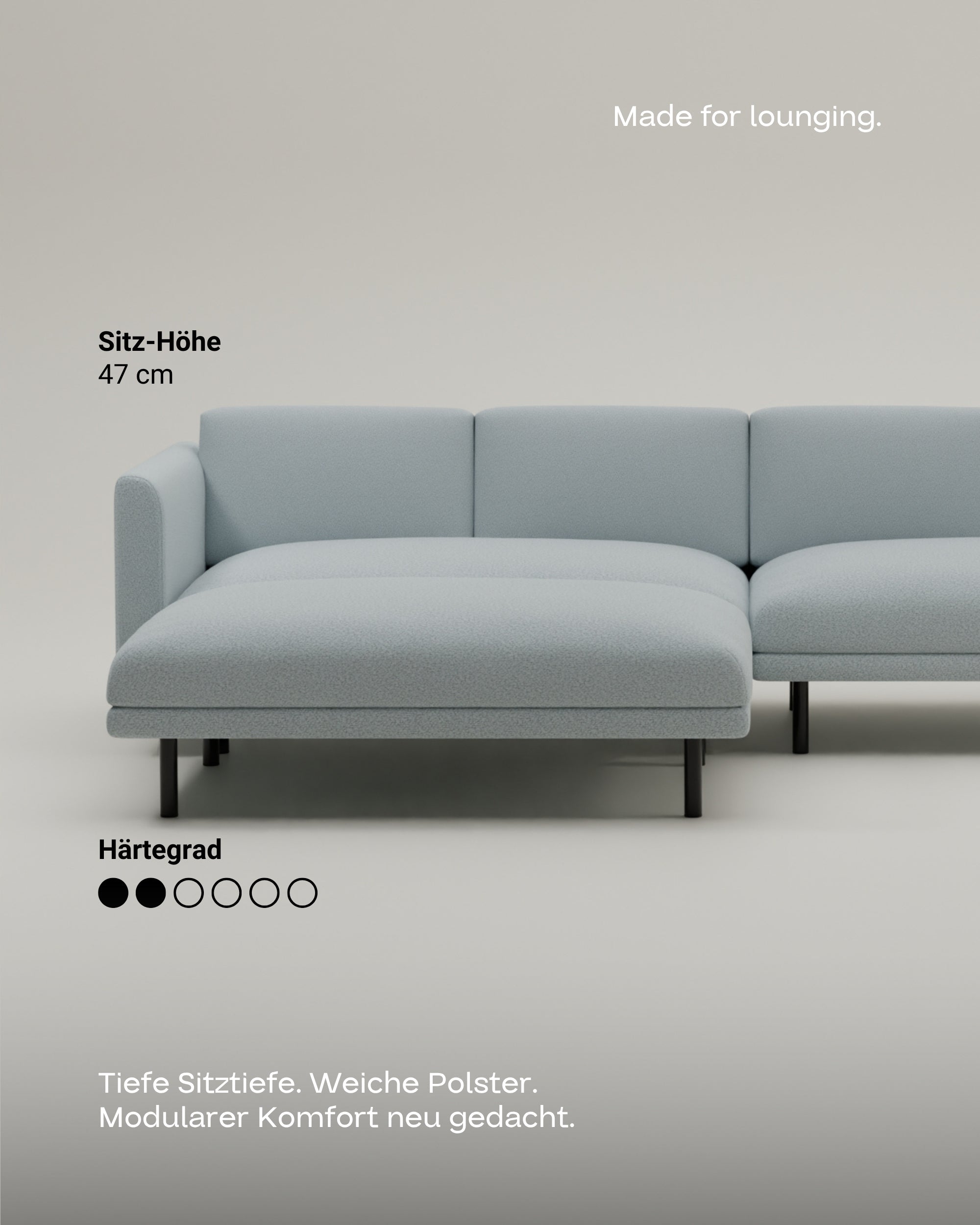 Fabric cover - Modular sofa Aera 3-seater with ottoman and sleeping function