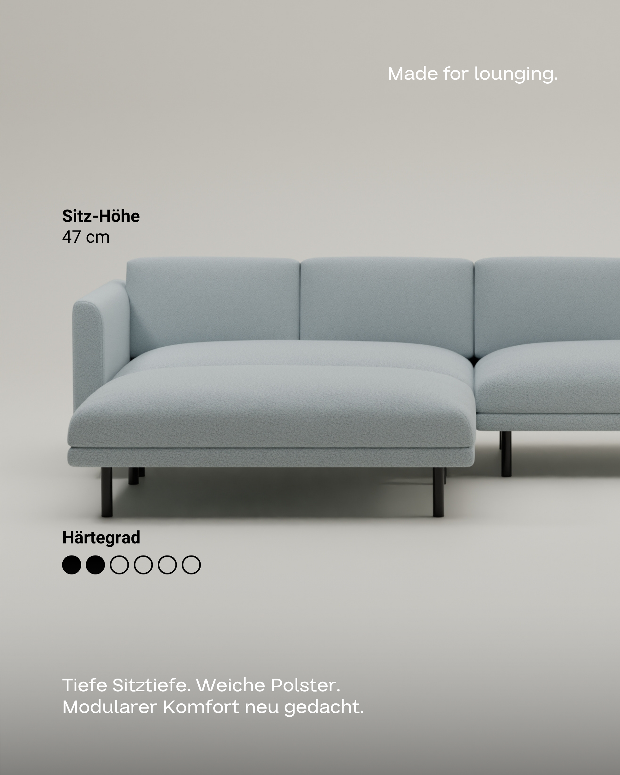 Modulares Sofa Aera 3-Sitzer mit Hocker und mit Schlaffunktion