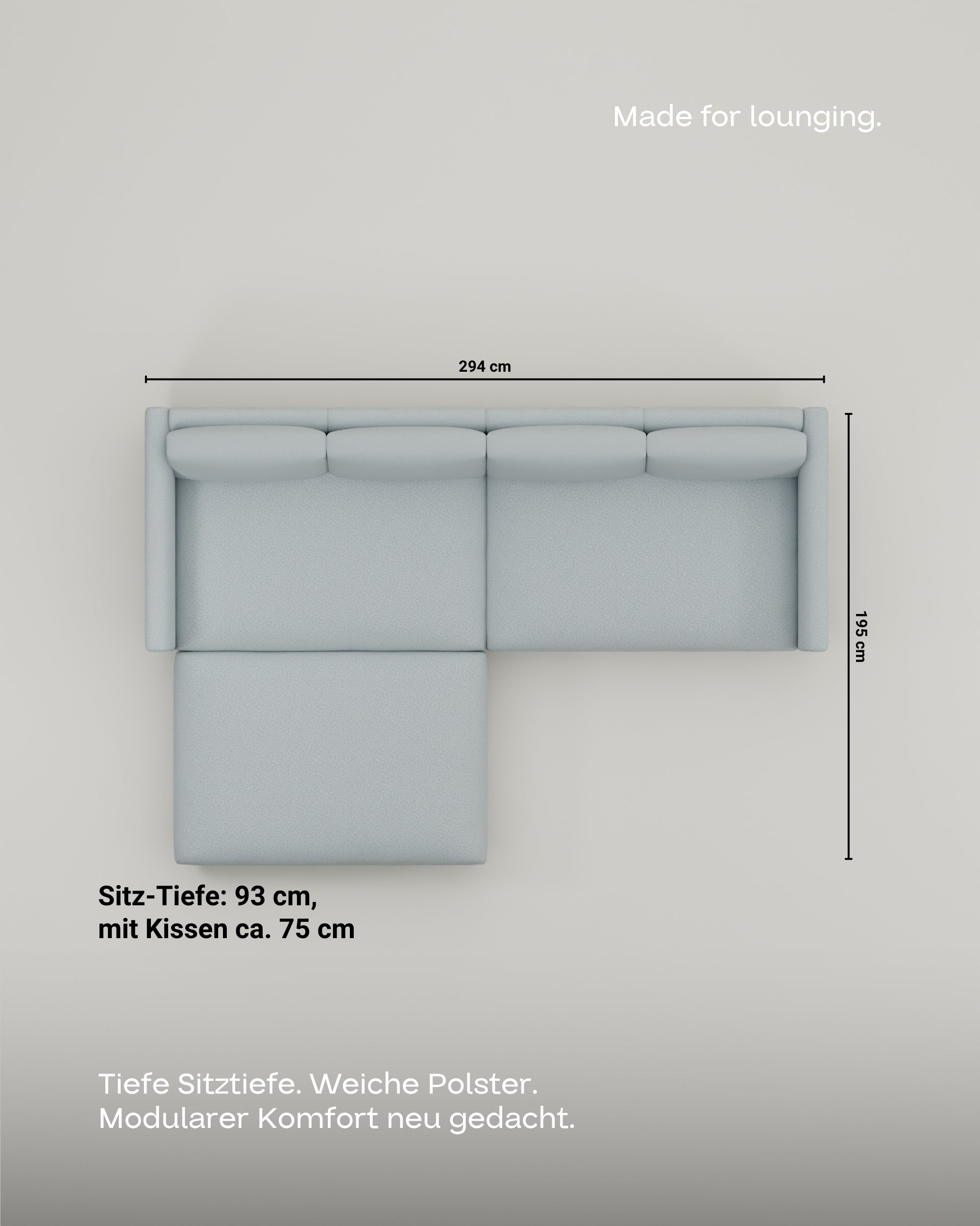 Fabric cover - Modular sofa Aera 3-seater with ottoman and sleeping function