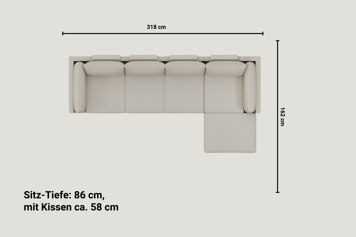 Stoffbezug - Modulares Sofa Donna Ecksofa XL