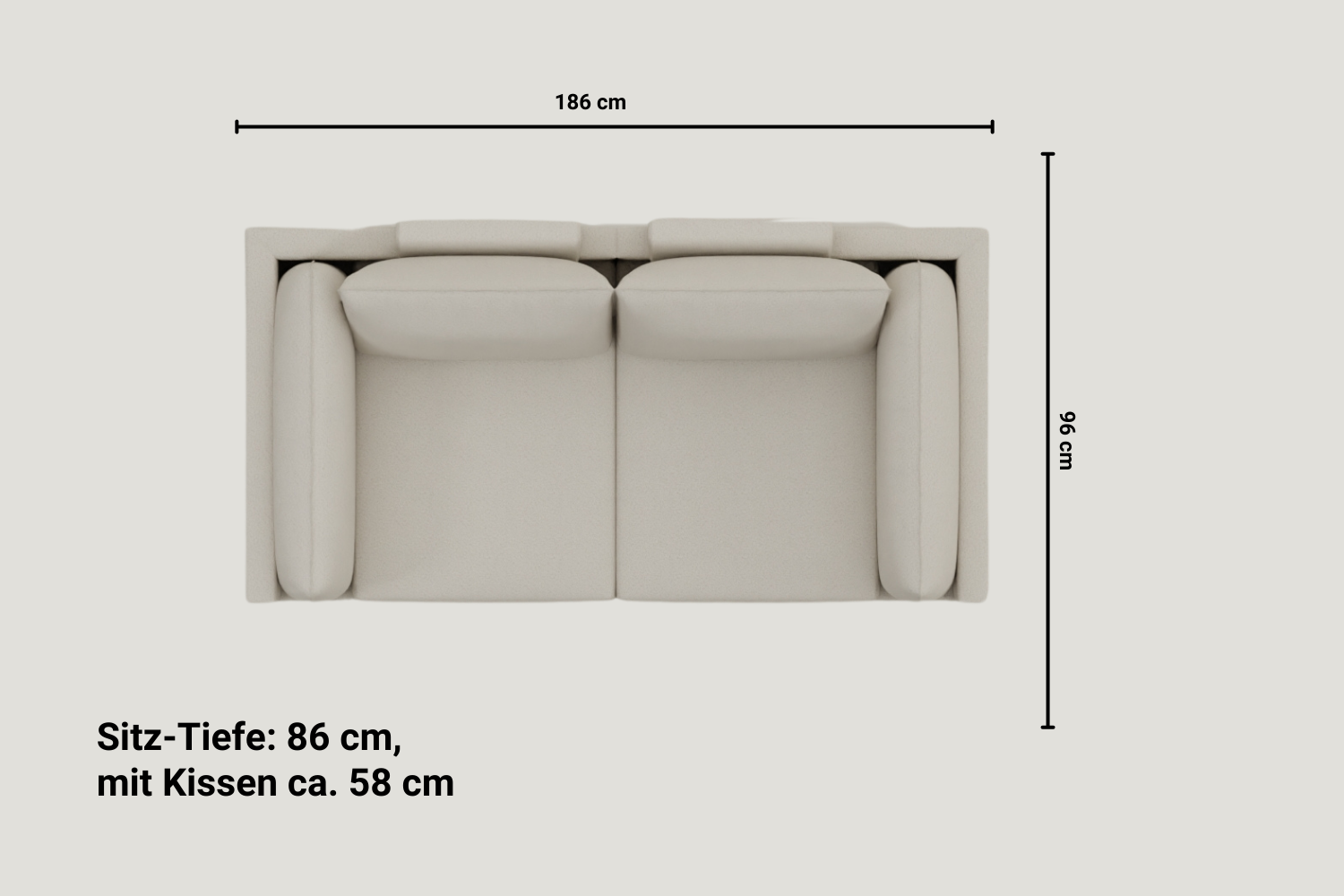 Stoffbezug - Modulares Sofa Donna 2-Sitzer