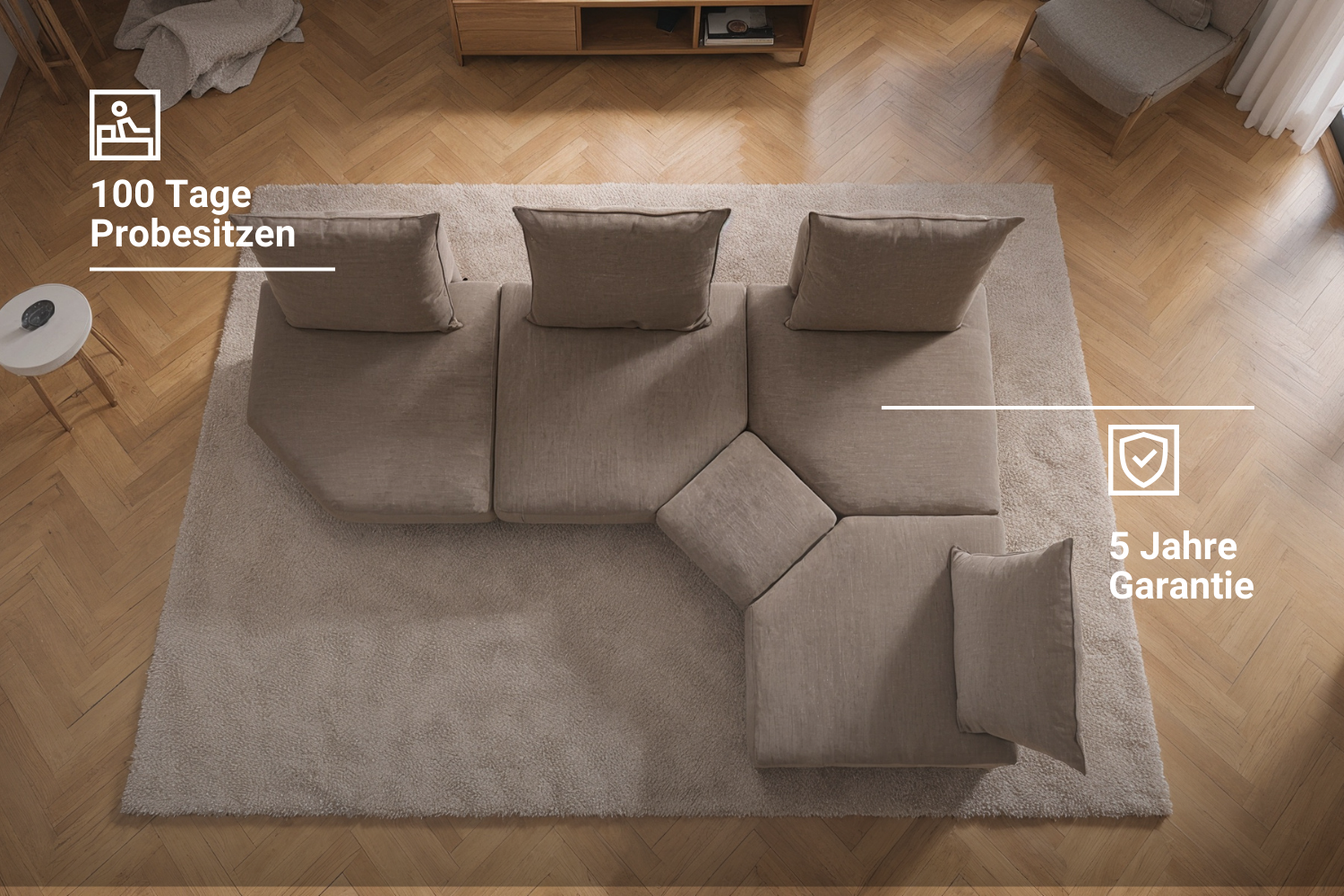Modular sofa Katrina with sleeping function
