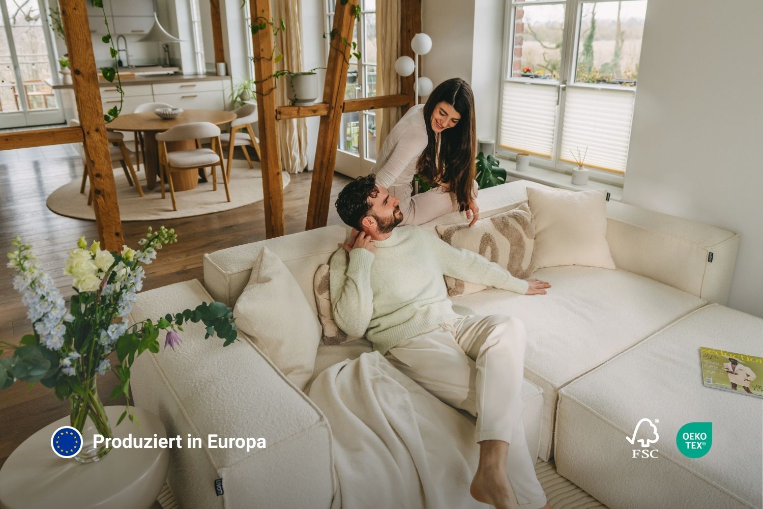 Modulares Ecksofa Harvey 4-Sitzer mit Schlaffunktion