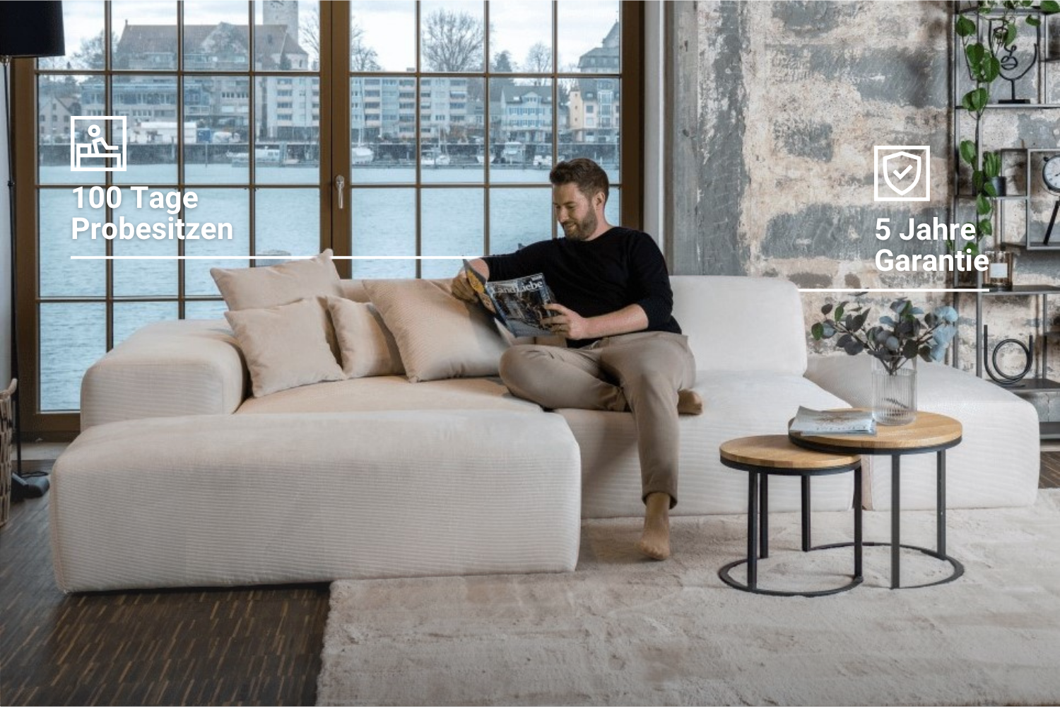 Austrian modular corner sofa Nina 4-seater with sleep function