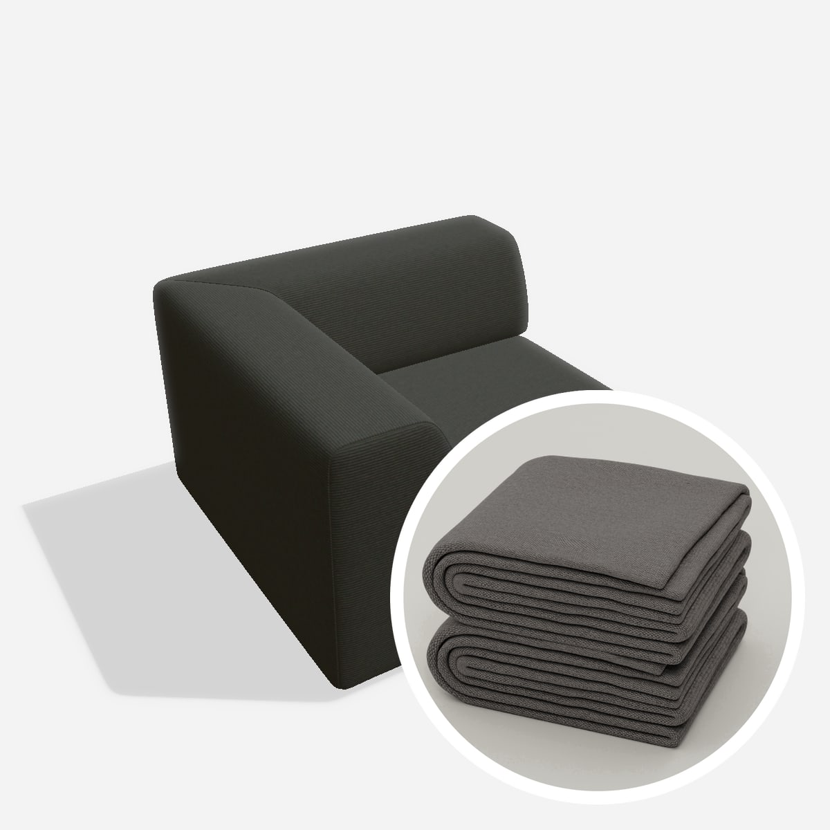 Stoffbezug - Nina Eckelement 105x105 – Cord / Anthrazit