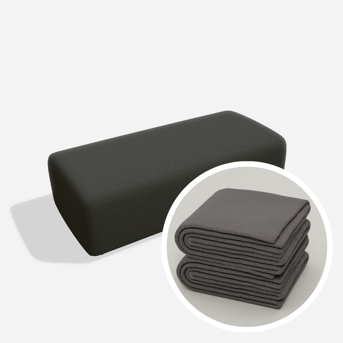 Stoffbezug - Nina Hocker 60x130 – Cord / Anthrazit