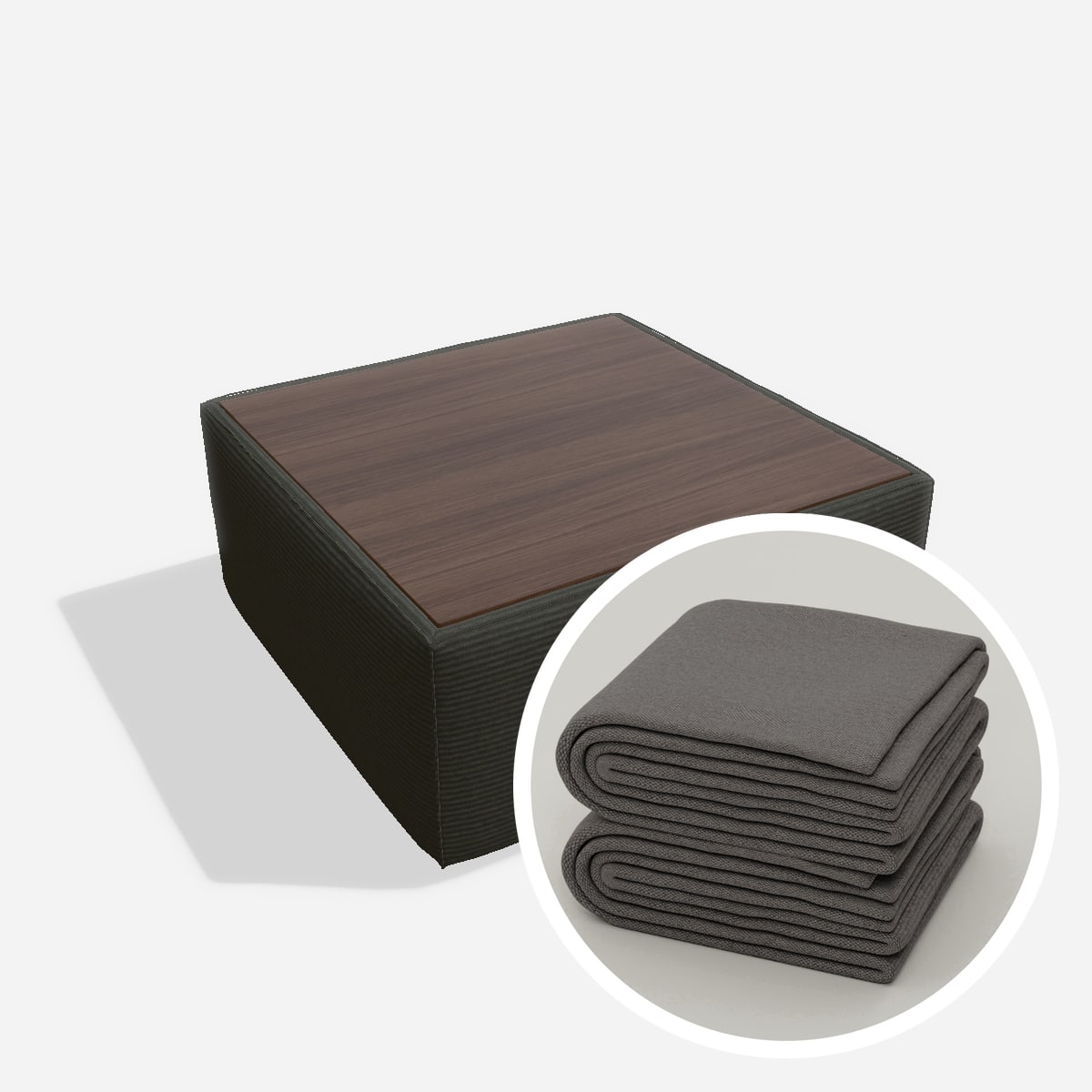 Stoffbezug - Harvey Tisch 86x86 (dunkel) – Cord / Anthrazit