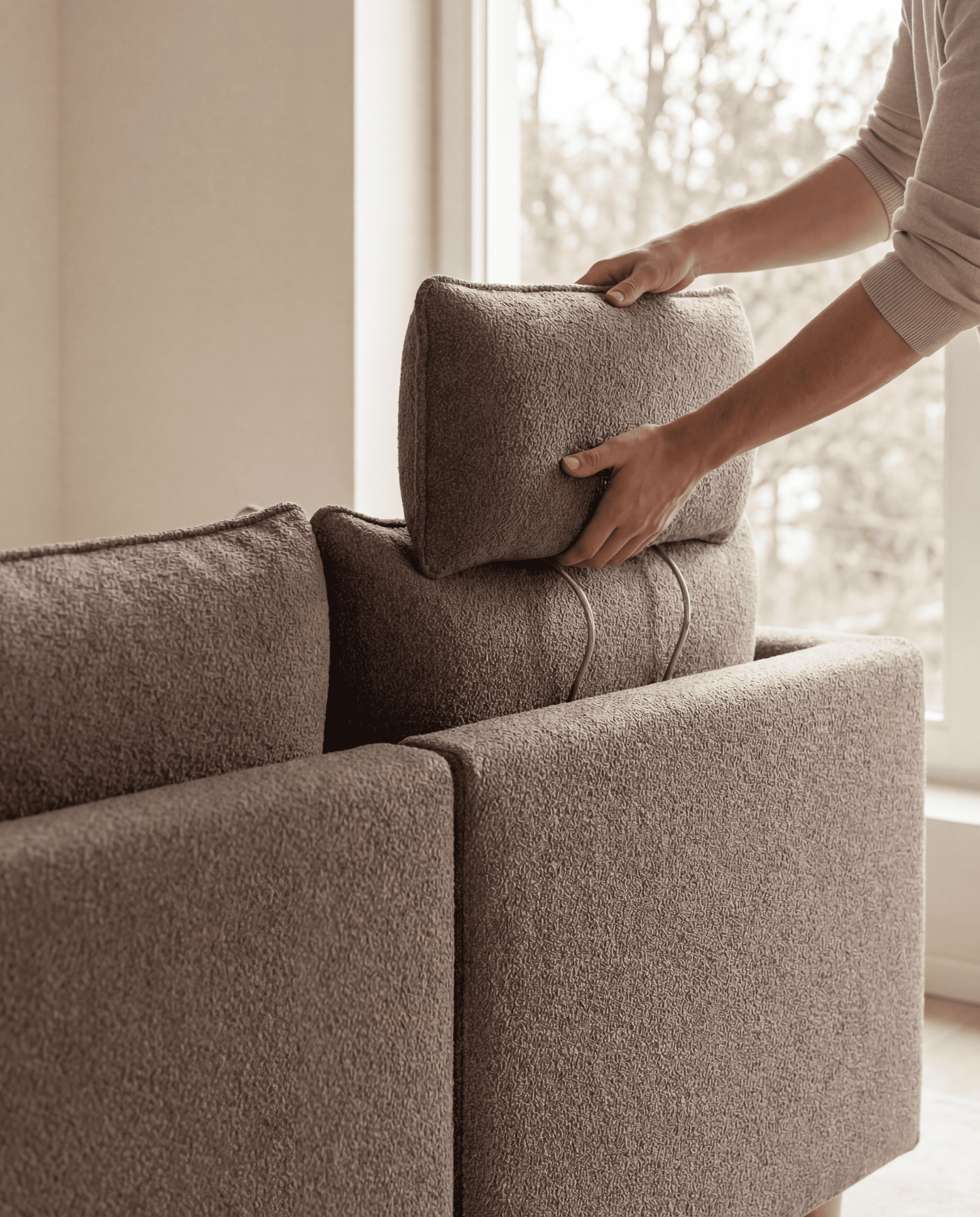 Headrest with seam