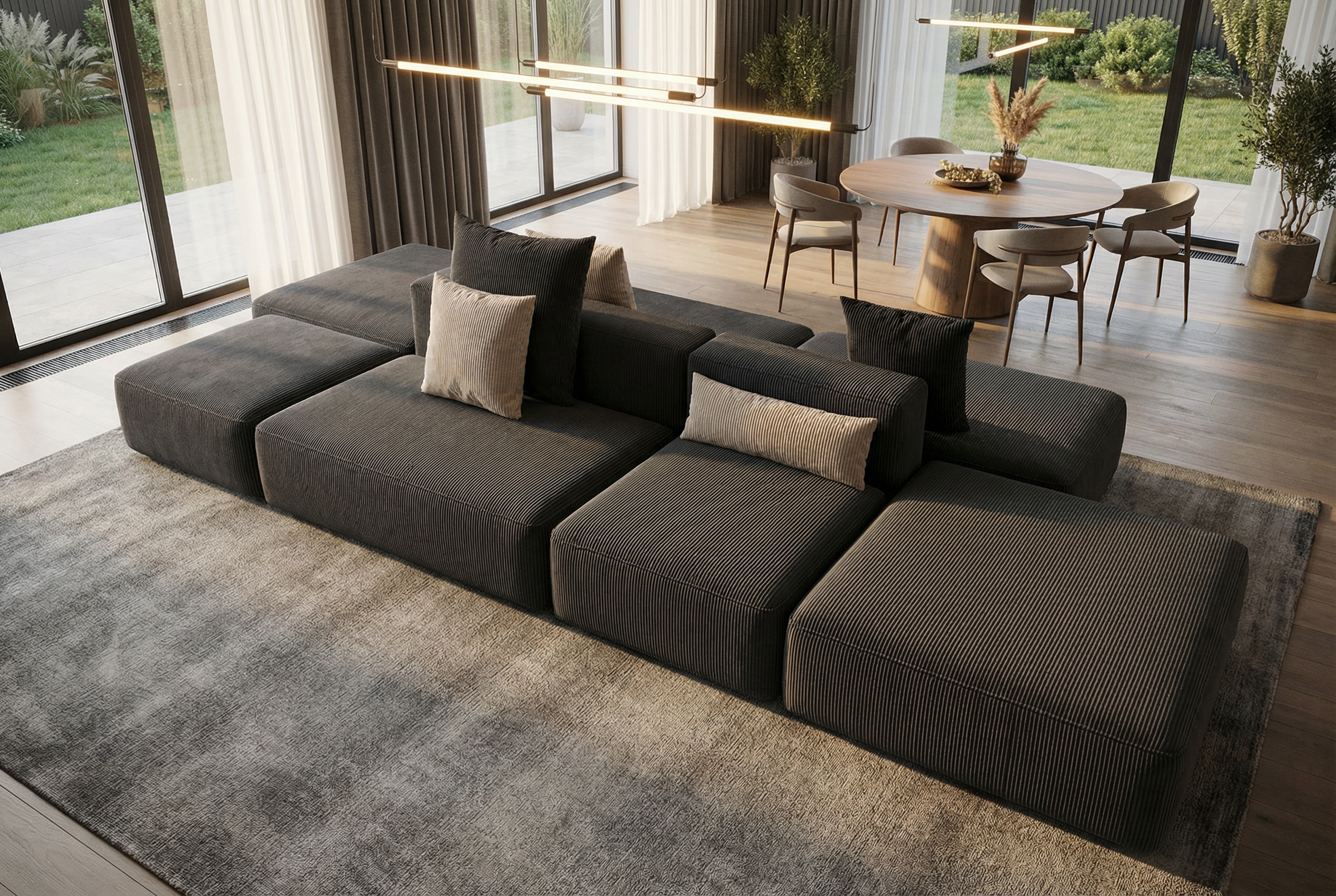 Modulares Sofa Harvey U-Form / Wohnlandschaft mit Schlaffunktion