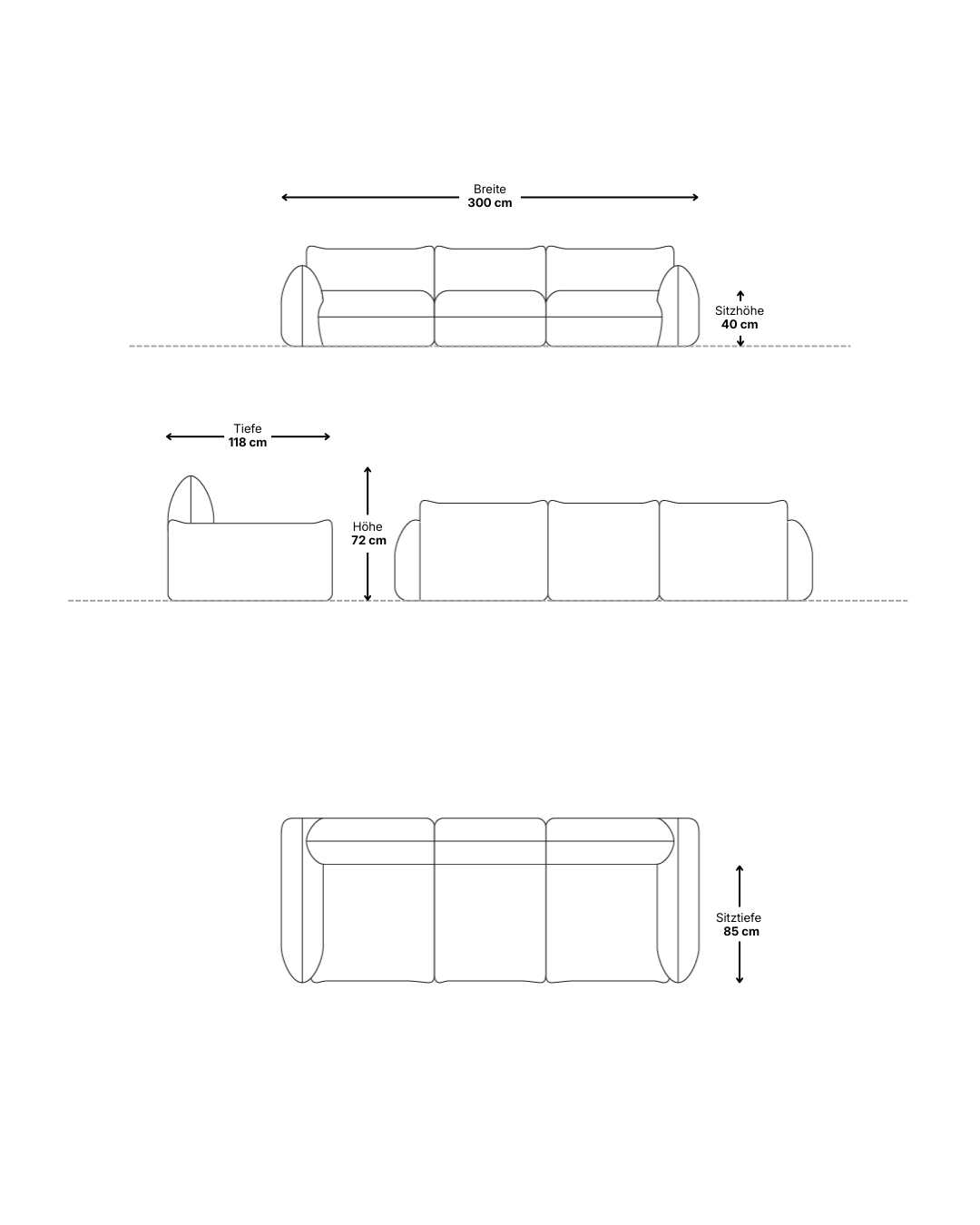 Modulares Sofa Luma 3-Sitzer mit Schlaffunktion