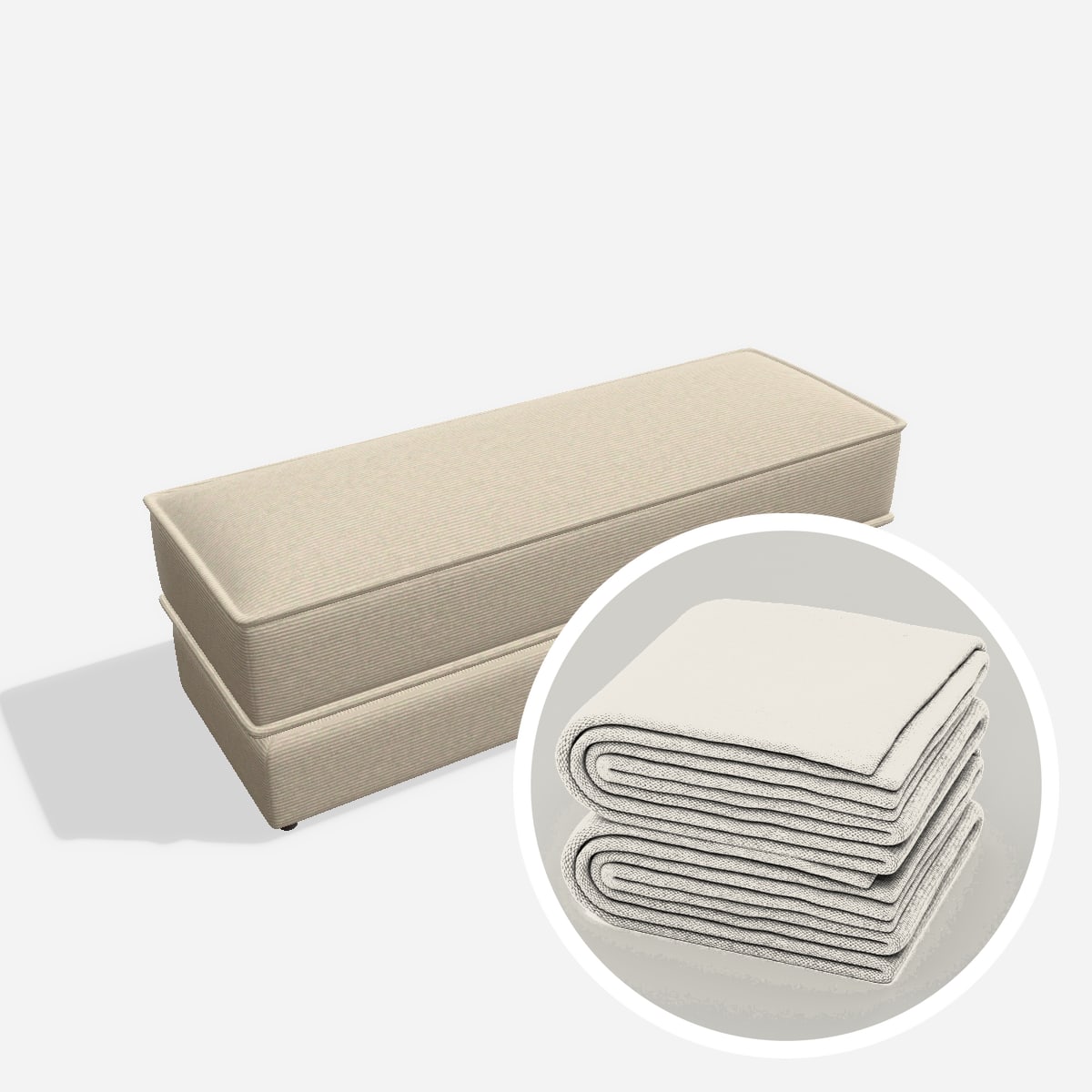 Stoffbezug - Terra hocker ZH2 45x125 – Cord / Nata