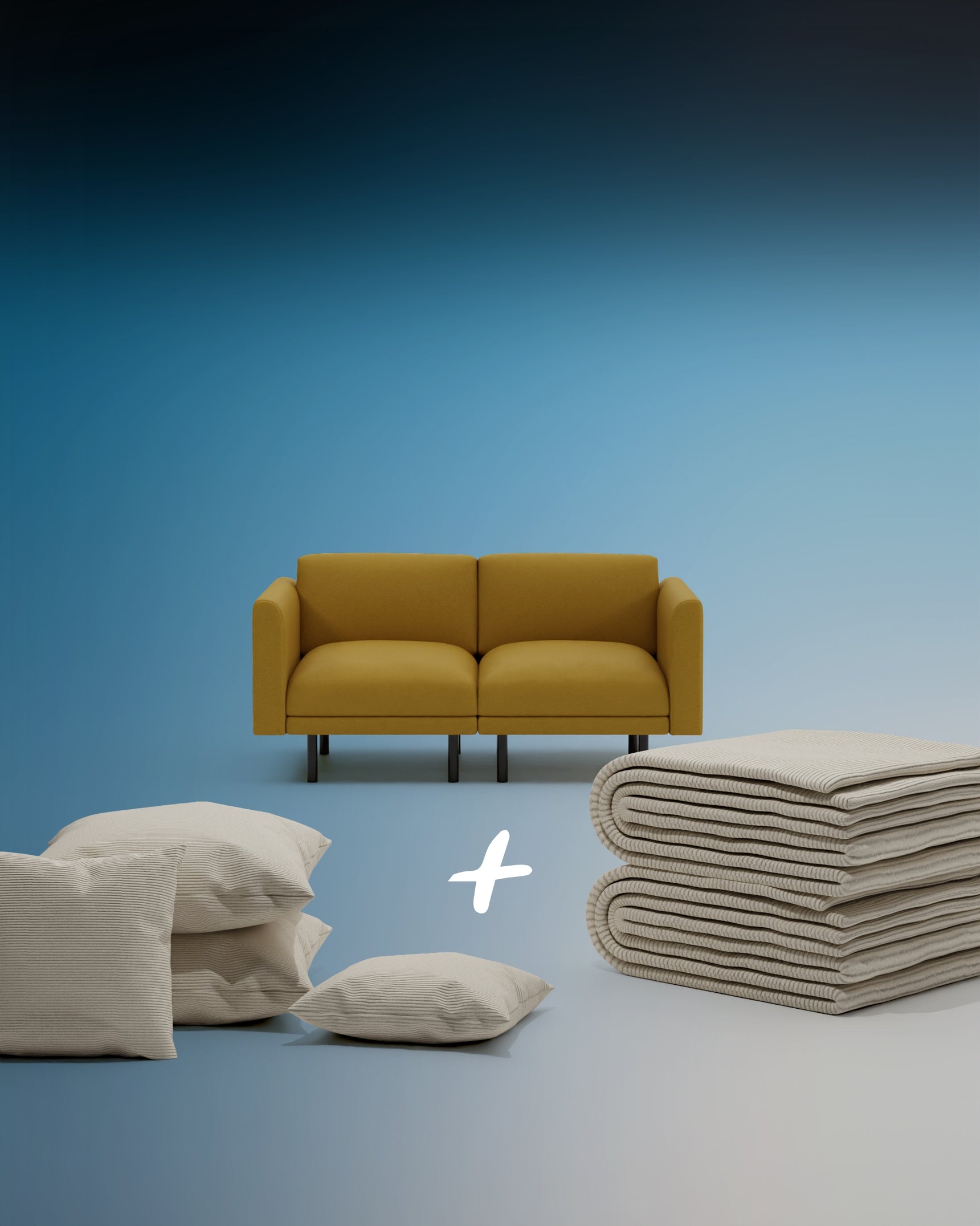 Modulares Sofa Aera 2-Sitzer mit Schlaffunktion 3 in 1 Set