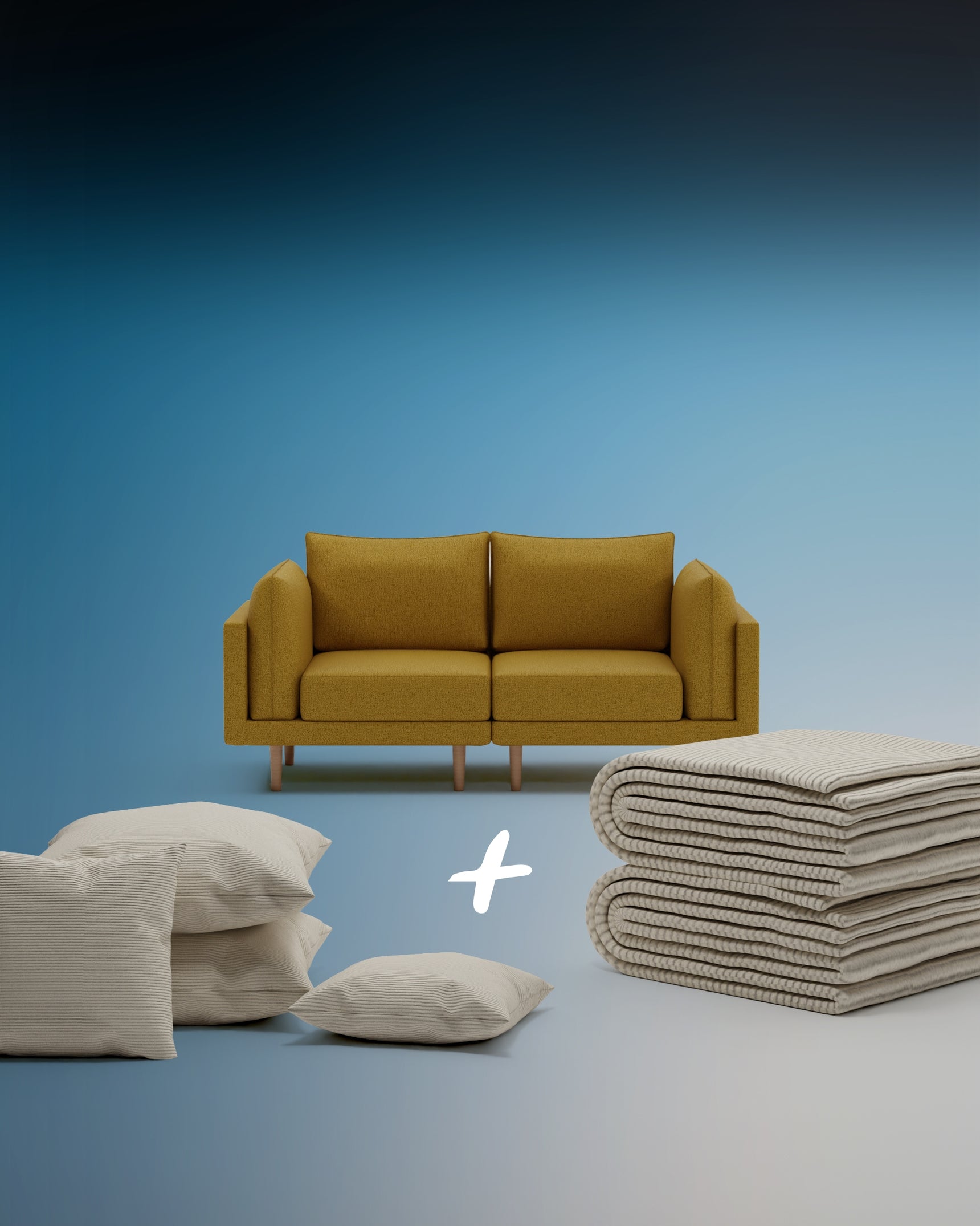 Modulares Sofa Donna 2-Sitzer mit Schlaffunktion 3 in 1 Set