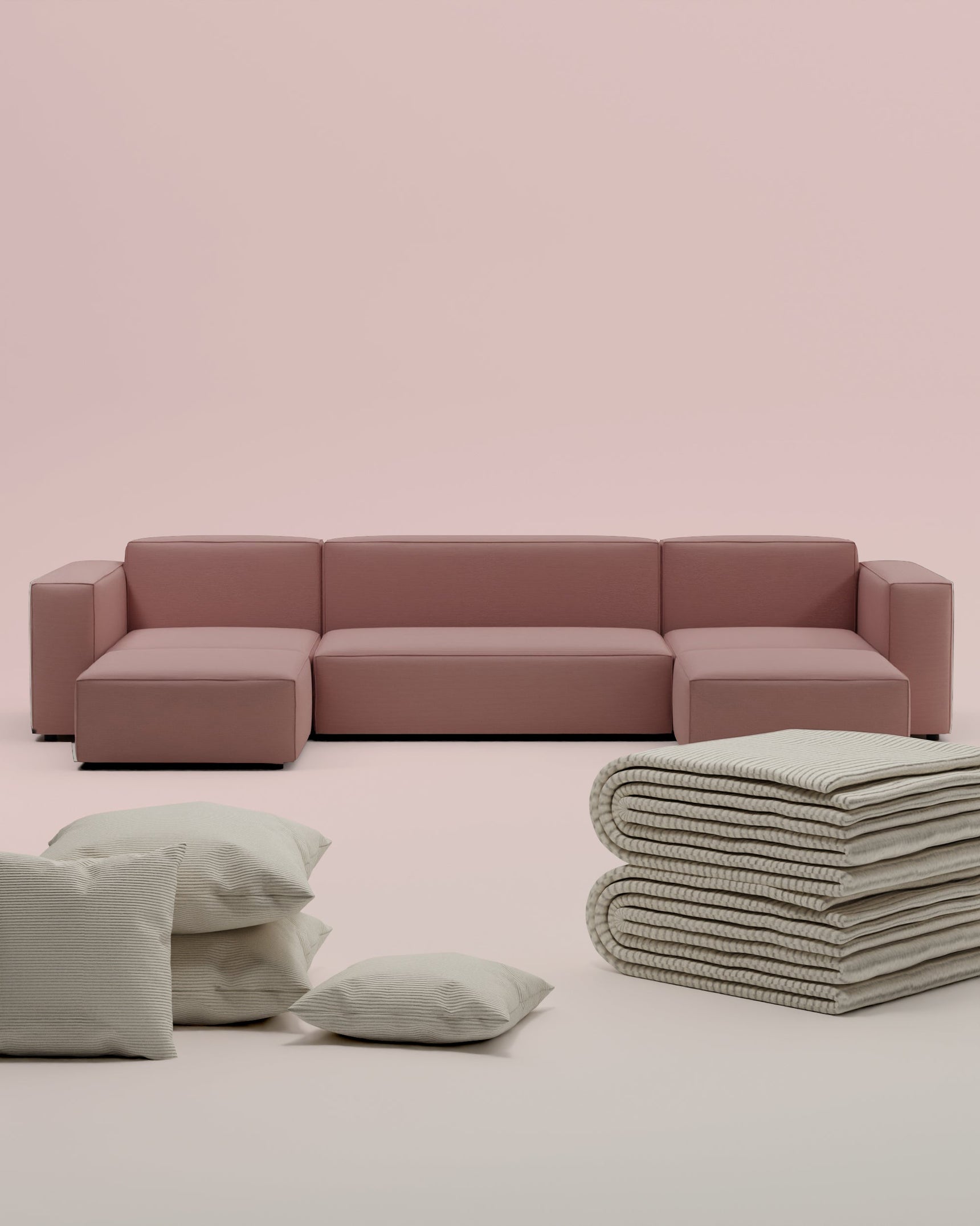 3 in 1 Set Modulares Sofa Harvey U-Form / Wohnlandschaft mit Schlaffunktion