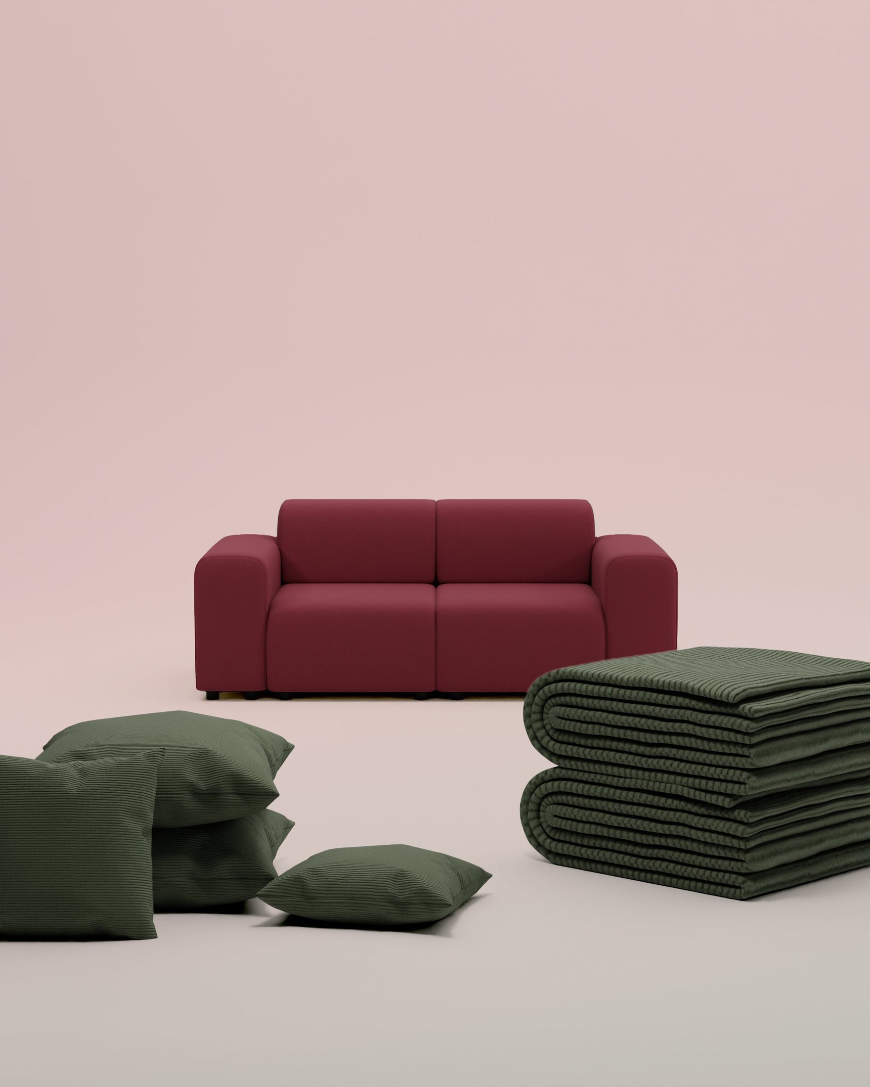 3 in 1 Set Modulares Sofa Nina 2-Sitzer mit Schlaffunktion