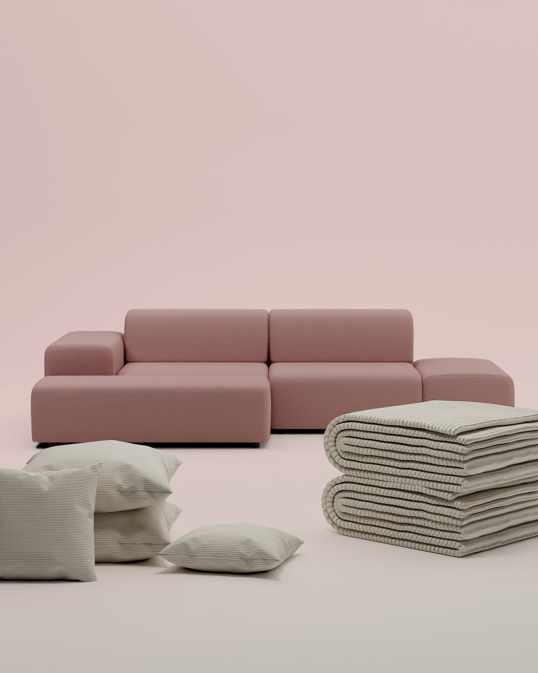 3 in 1 set modular corner sofa Nina 4-seater with sleep function