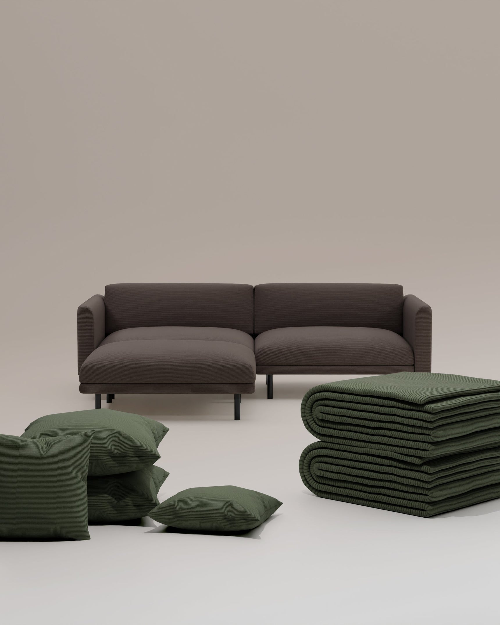 3 in 1 Set Modulares Sofa Aera 2.5-Sitzer mit Hocker und Schlaffunktion