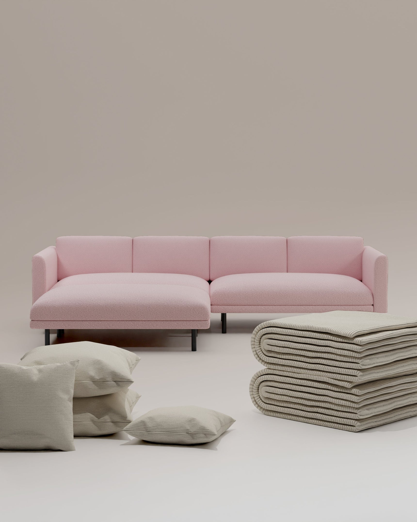 3 in 1 Set Modulares Sofa Aera 3-Sitzer mit Hocker und Schlaffunktion