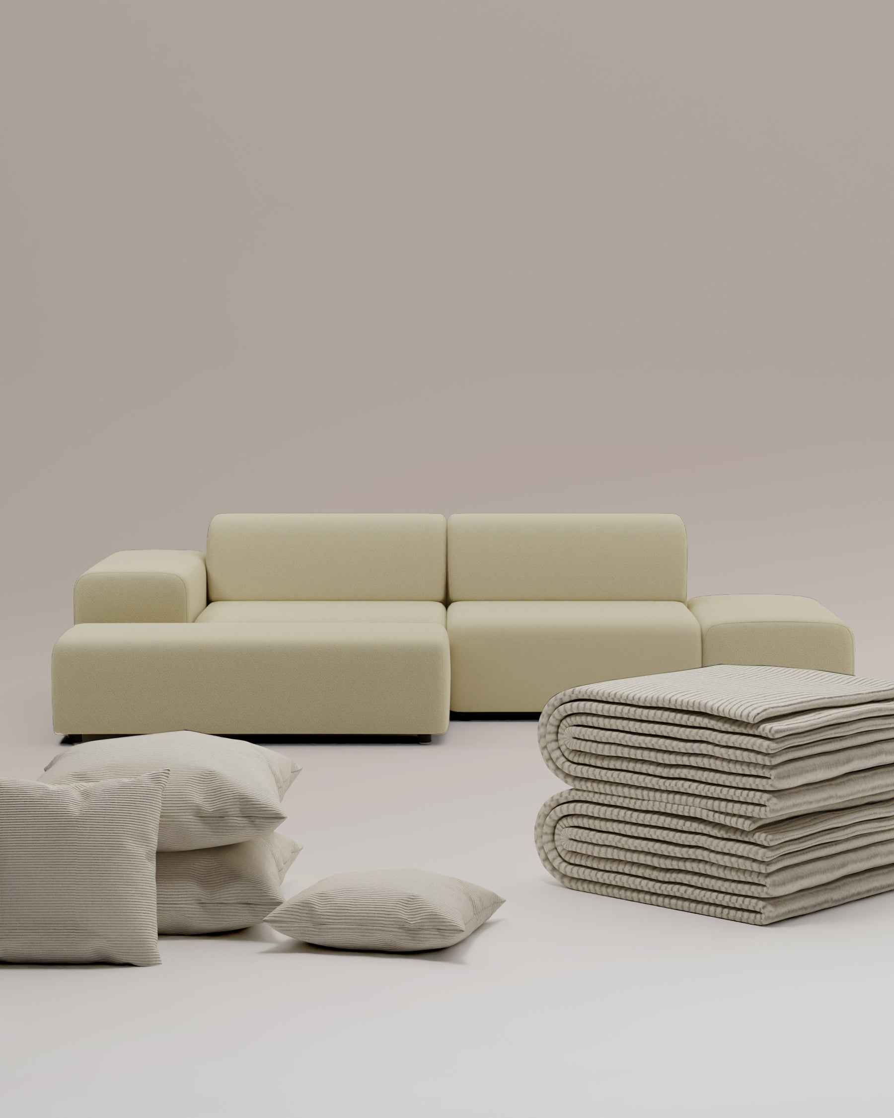 3 in 1 set modular corner sofa Nina 4-seater with sleep function