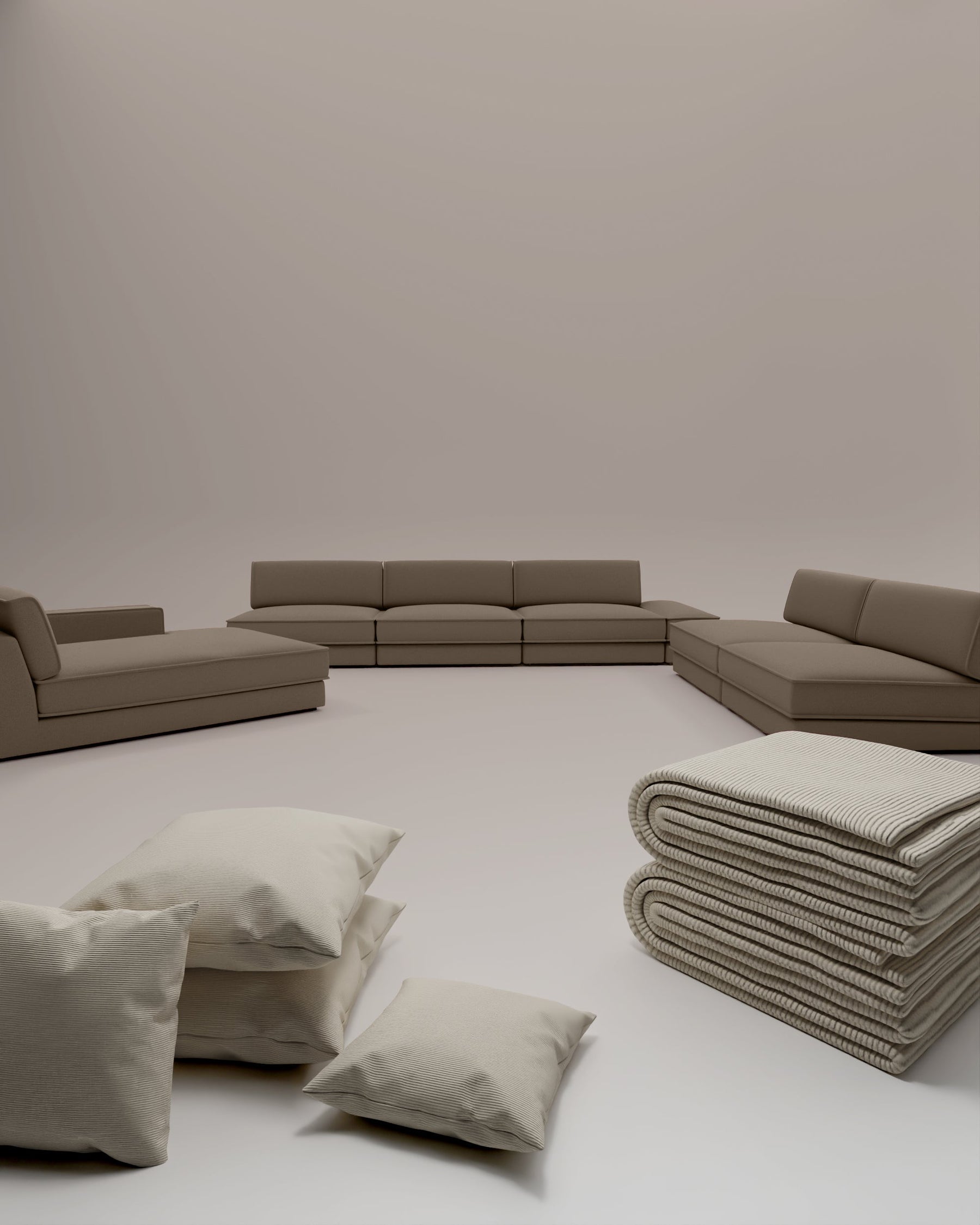 3 in 1 set modular sofa Terra U shape living area with sleeping function