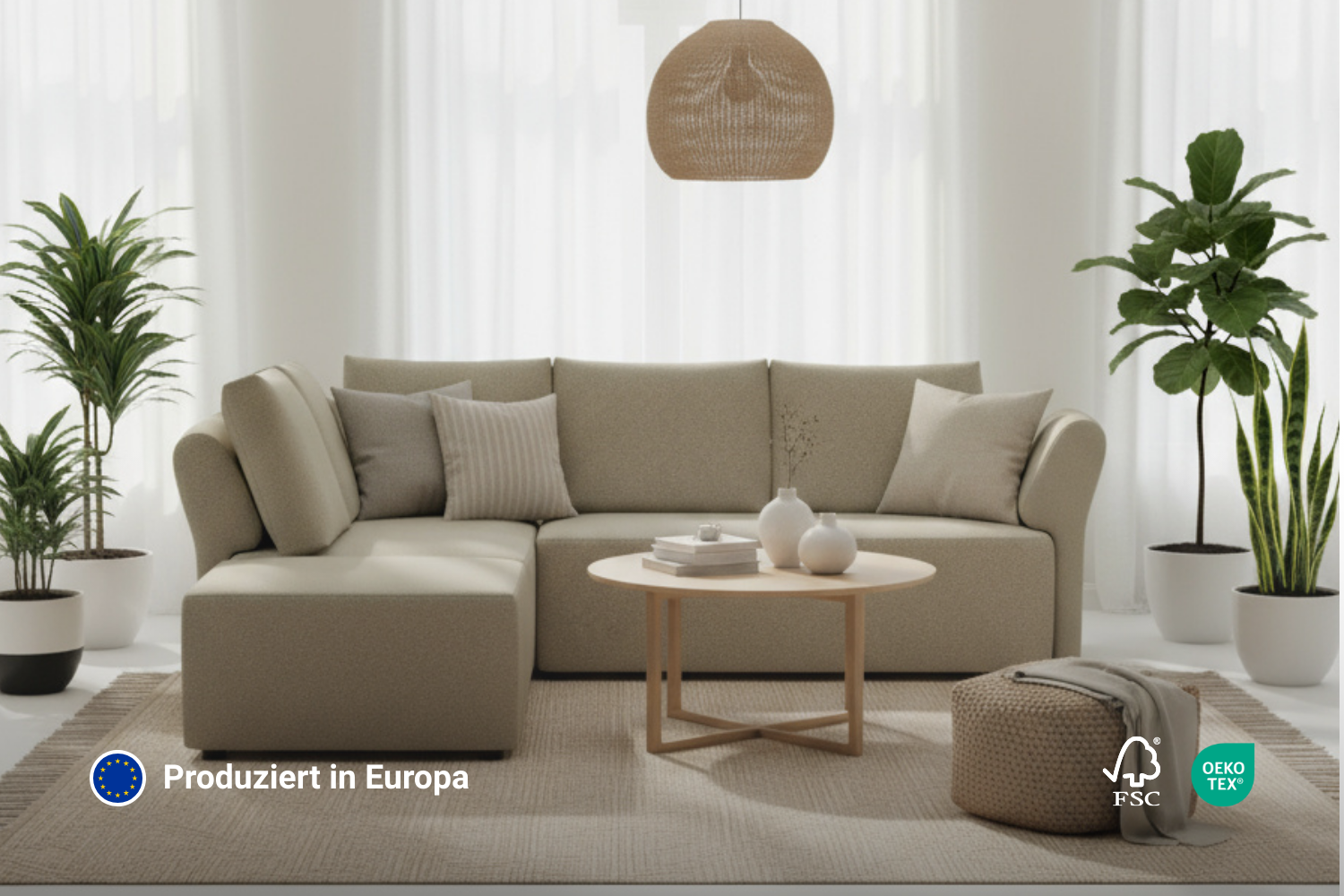 Stoffbezug - Modulares Ecksofa Amy mit Schlaffunktion