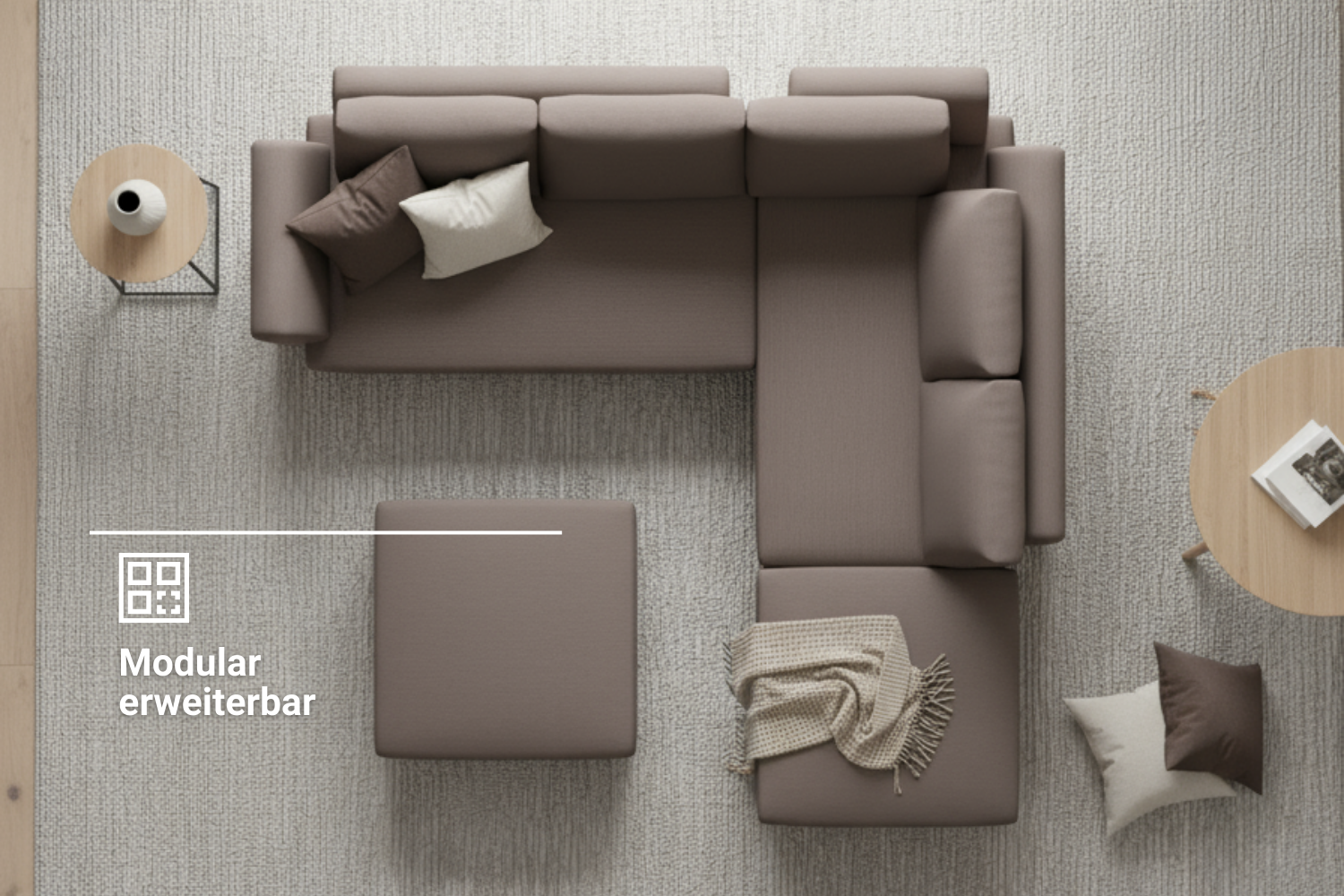Modulares Ecksofa Amy mit Schlaffunktion
