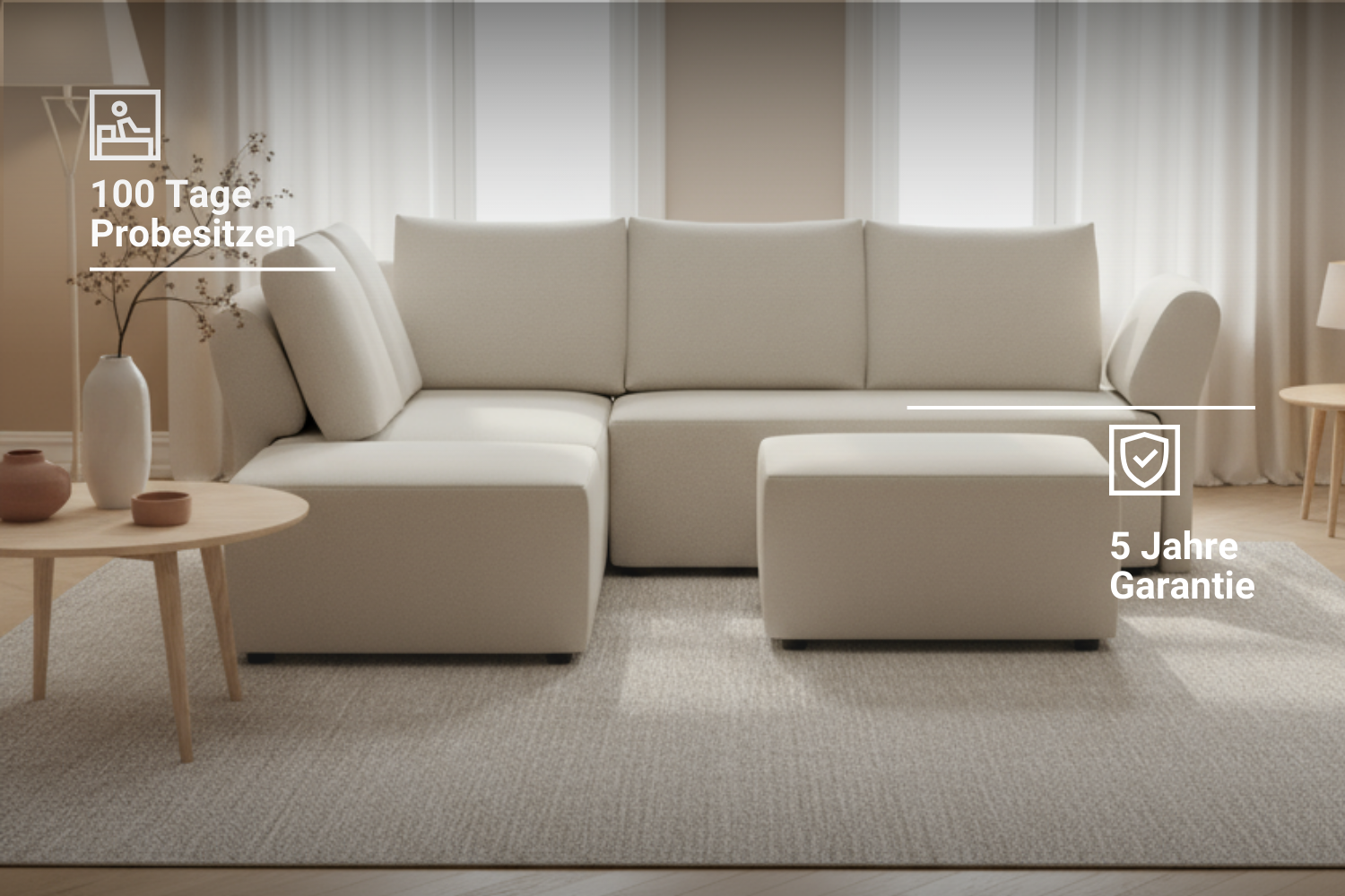 Modulares Ecksofa Amy mit Schlaffunktion