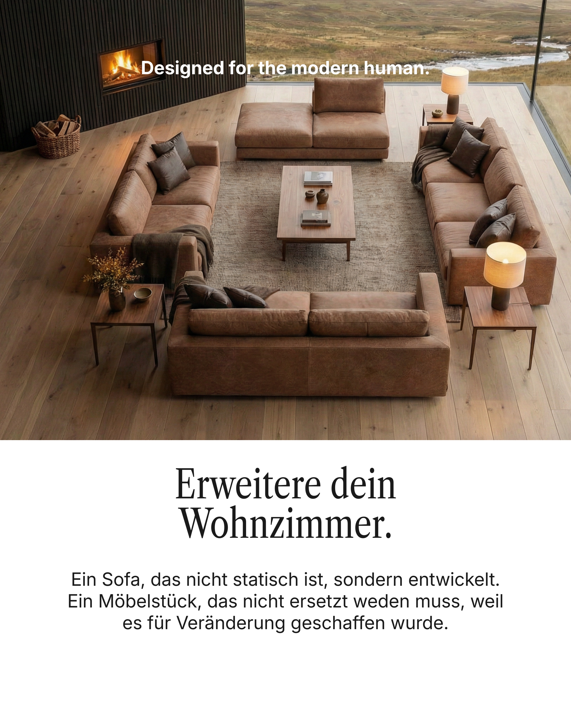 Modulares Sofa Terra 3-Sitzer mit Schlaffunktion