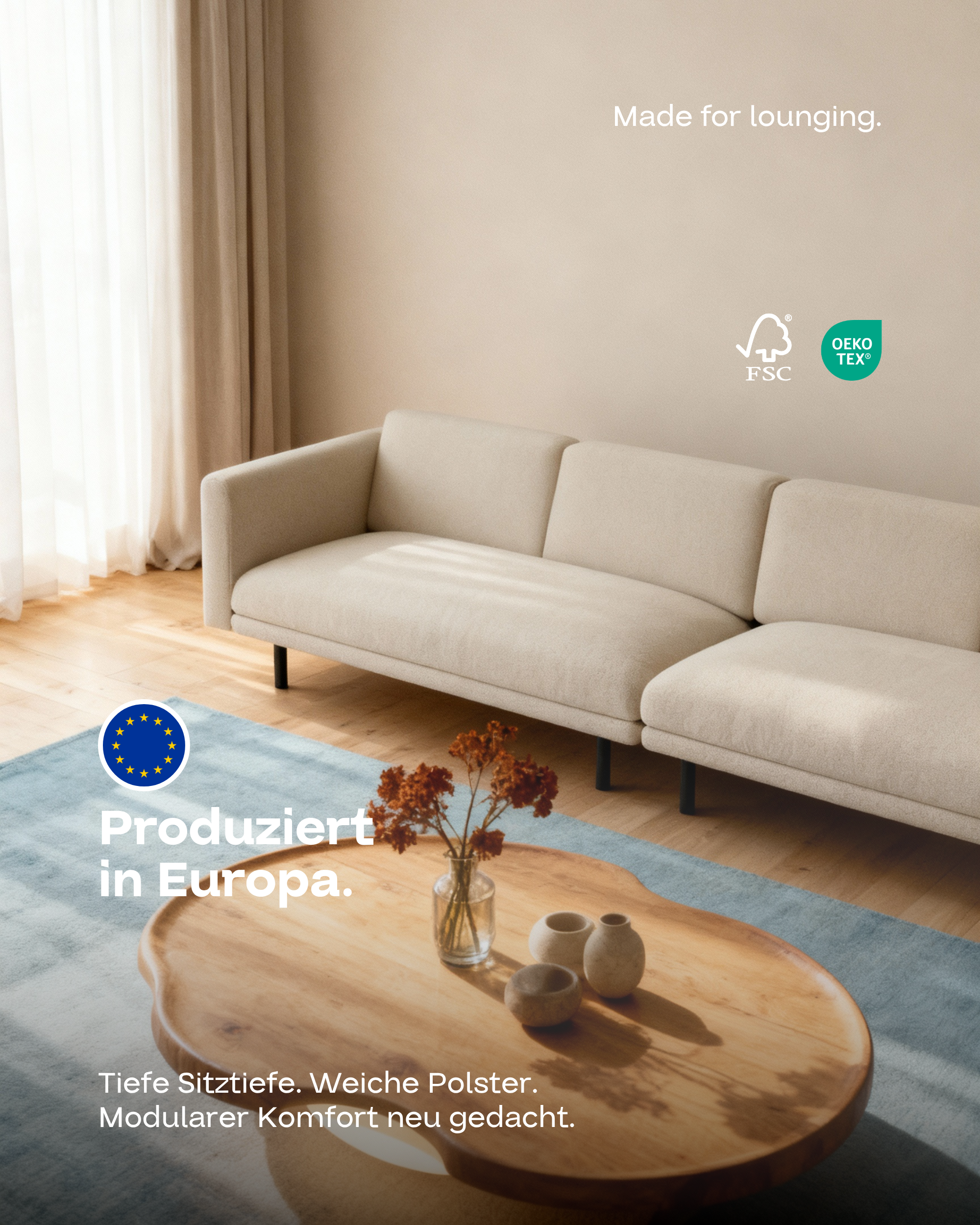 Stoffbezug - Modulares Sofa Aera 3-Sitzer mit Schlaffunktion