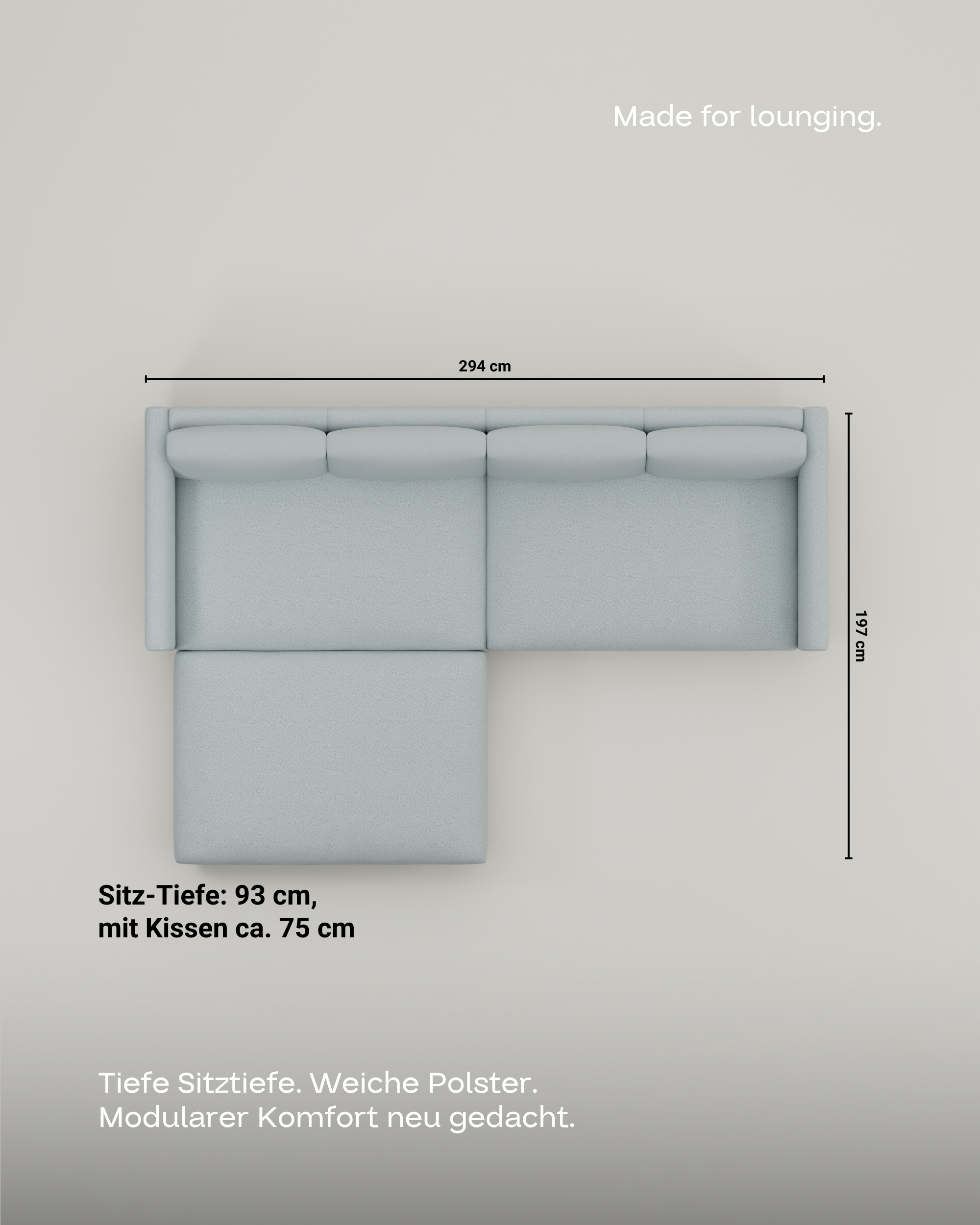 Stoffbezug - Modulares Sofa Aera 3-Sitzer mit Hocker und mit Schlaffunktion