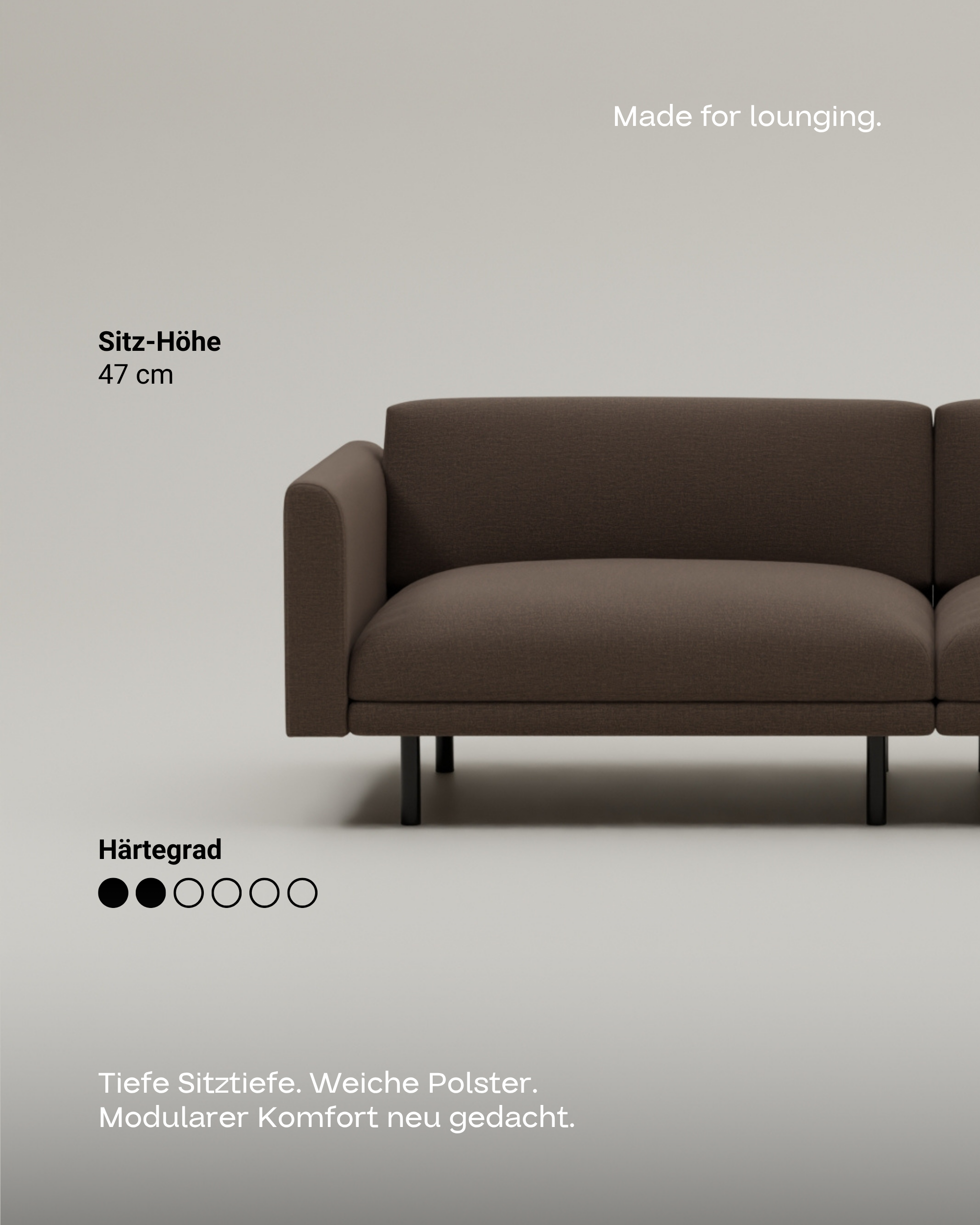 Modulares Sofa Aera 2.5-Sitzer mit Schlaffunktion