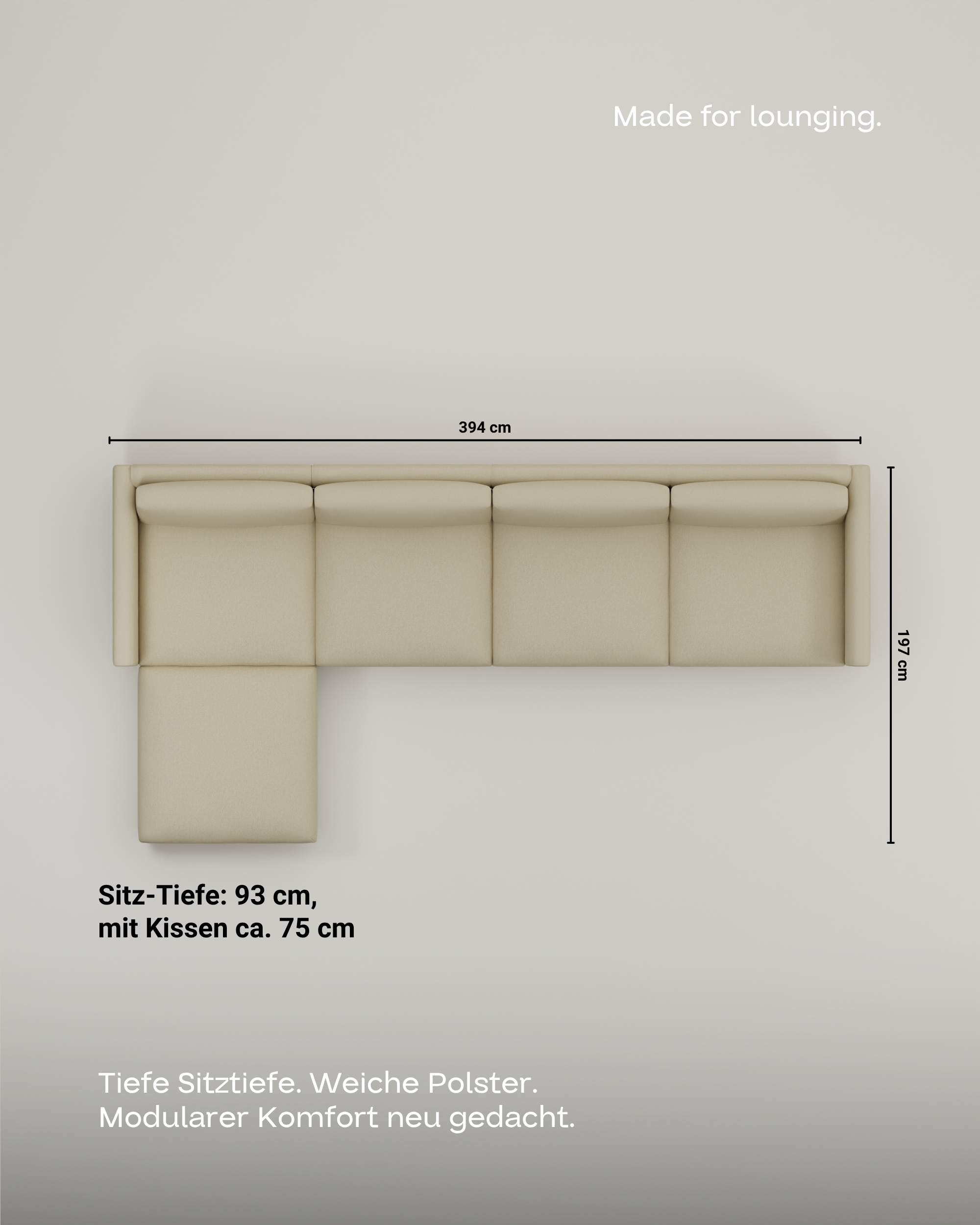 Stoffbezug - Modulares Sofa Aera 5-Sitzer mit Schlaffunktion