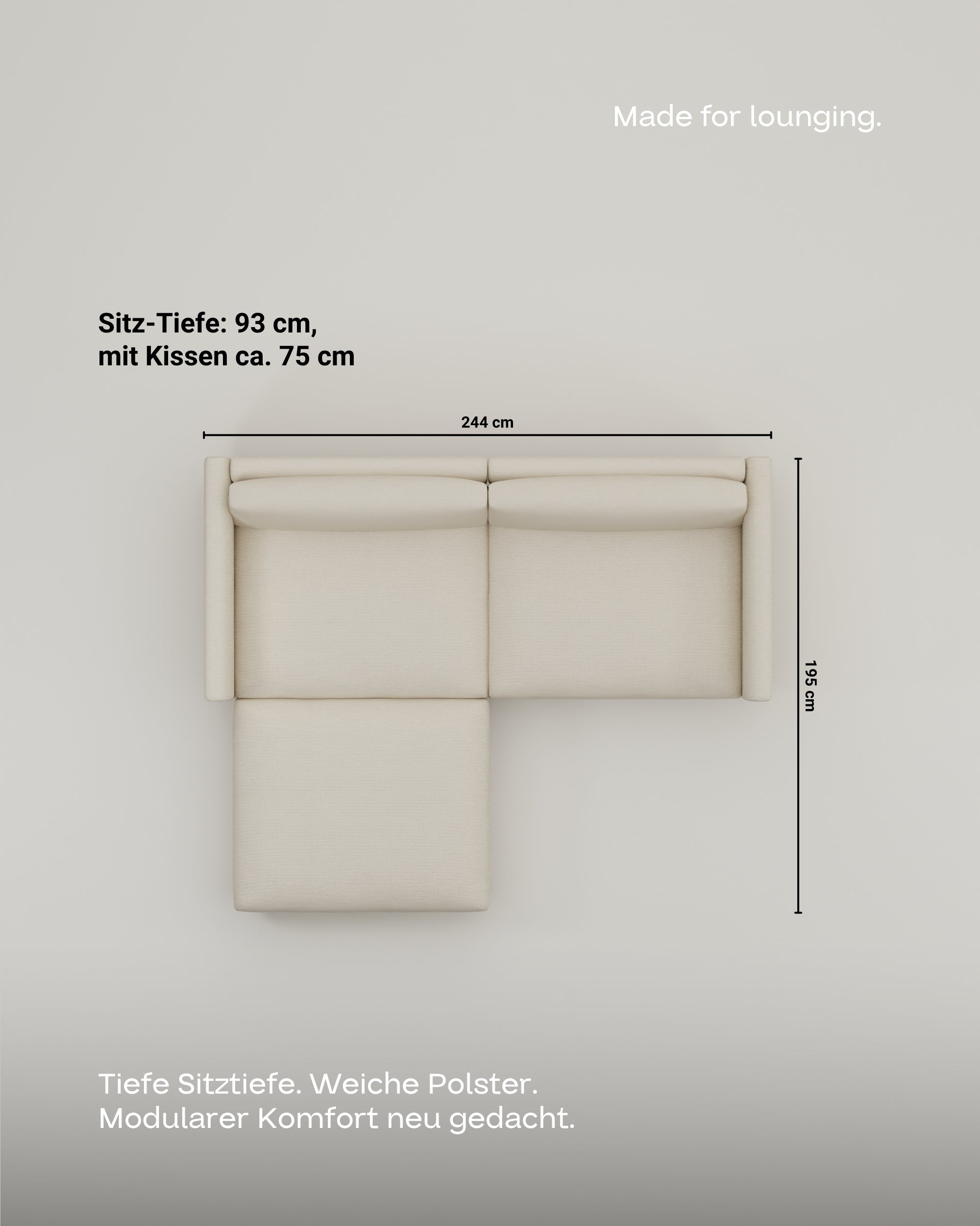 Fabric cover - Modular sofa Aera 2.5-seater with ottoman and sleeping function