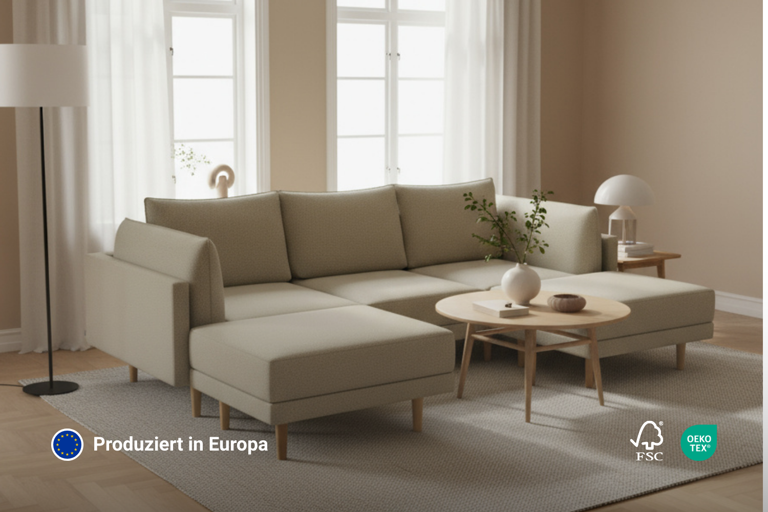 Modulares Sofa Donna U-Form mit Schlaffunktion