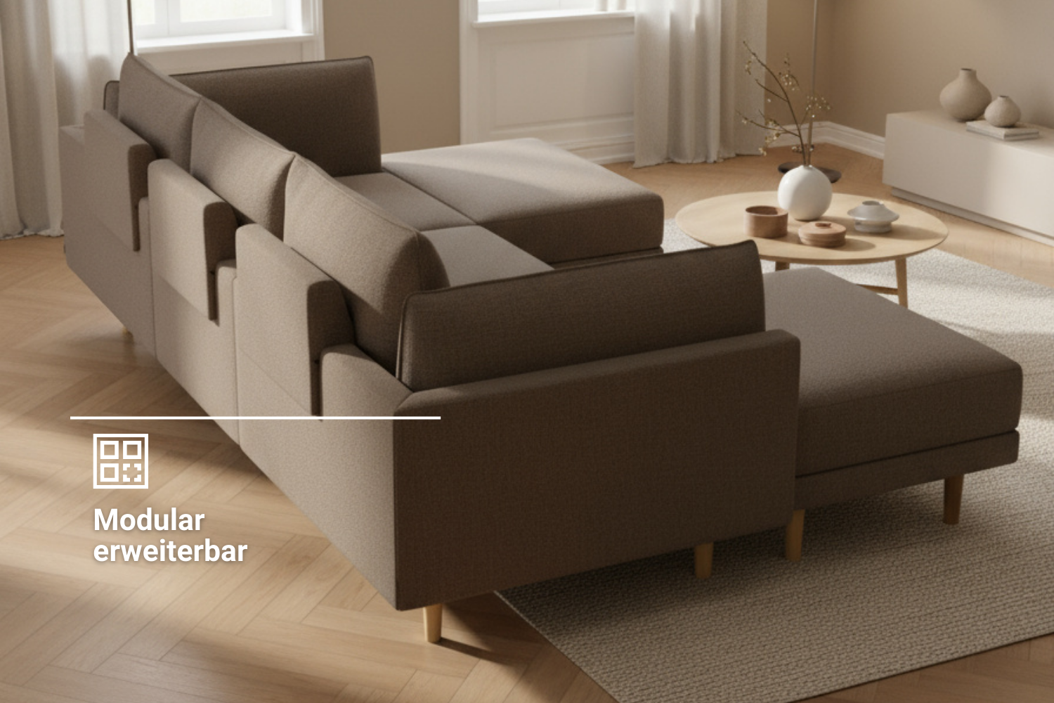 Modulares Sofa Donna U-Form mit Schlaffunktion