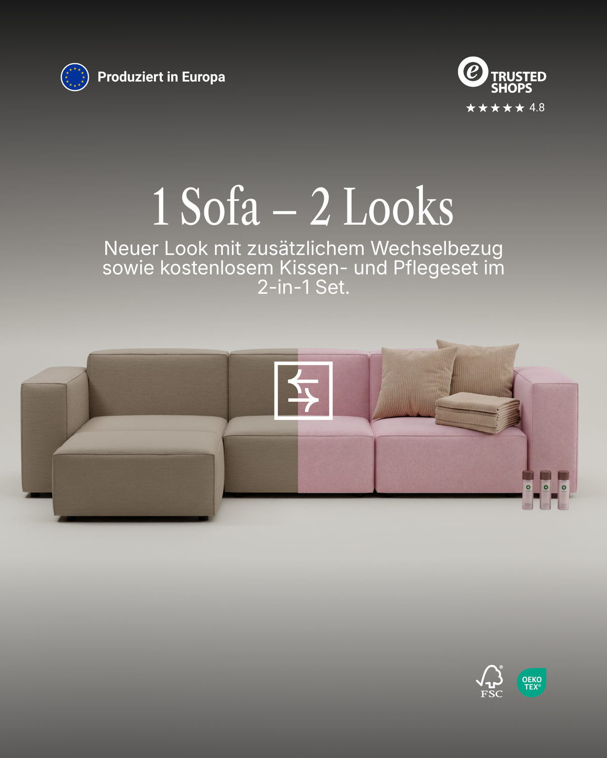 Austrian modular corner sofa Harvey 4-seater with sleep function